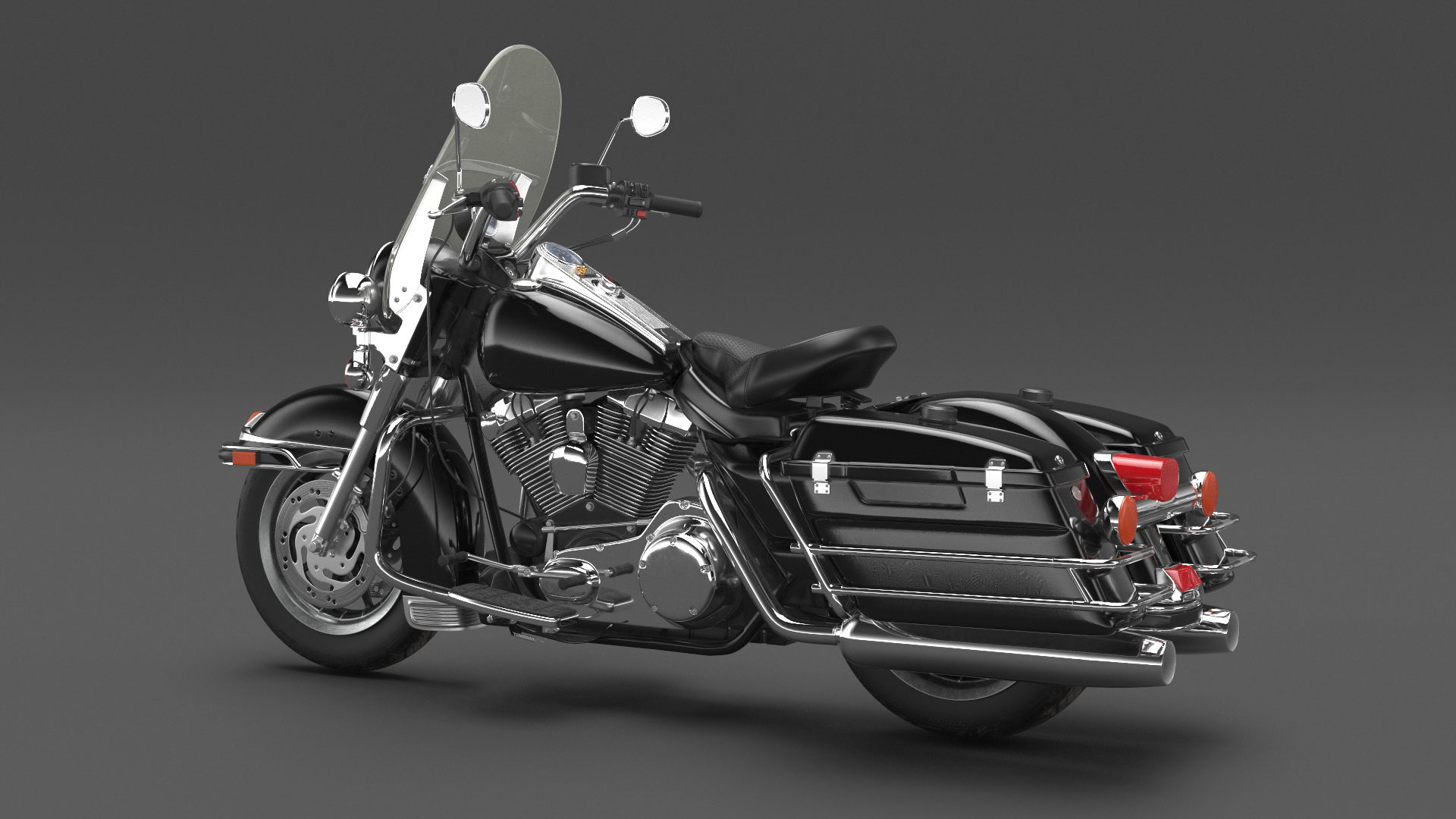 Classic Road King Motorcycle Black 3D model