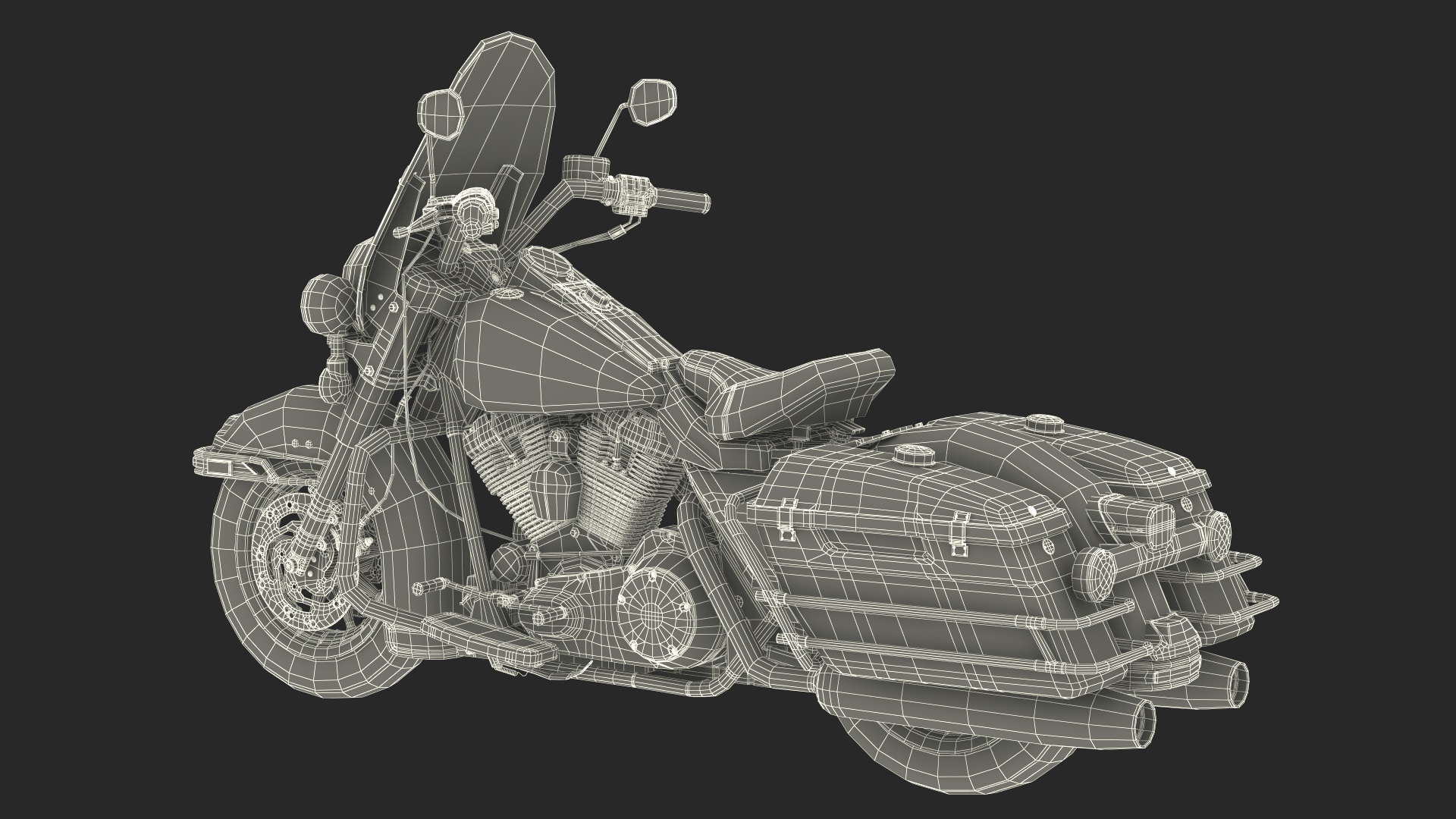 Classic Road King Motorcycle Black 3D model