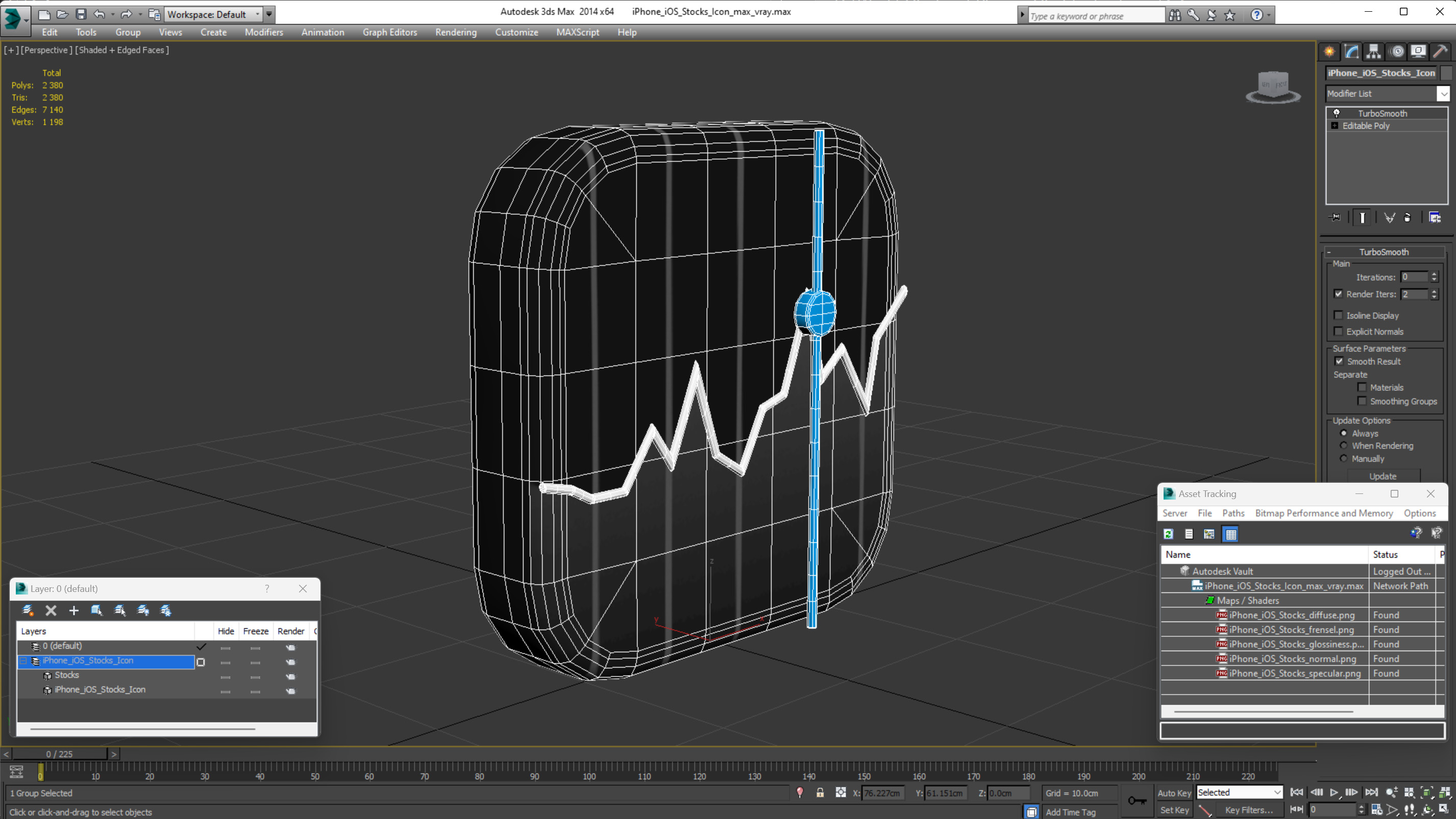 iPhone iOS Stocks Icon 3D