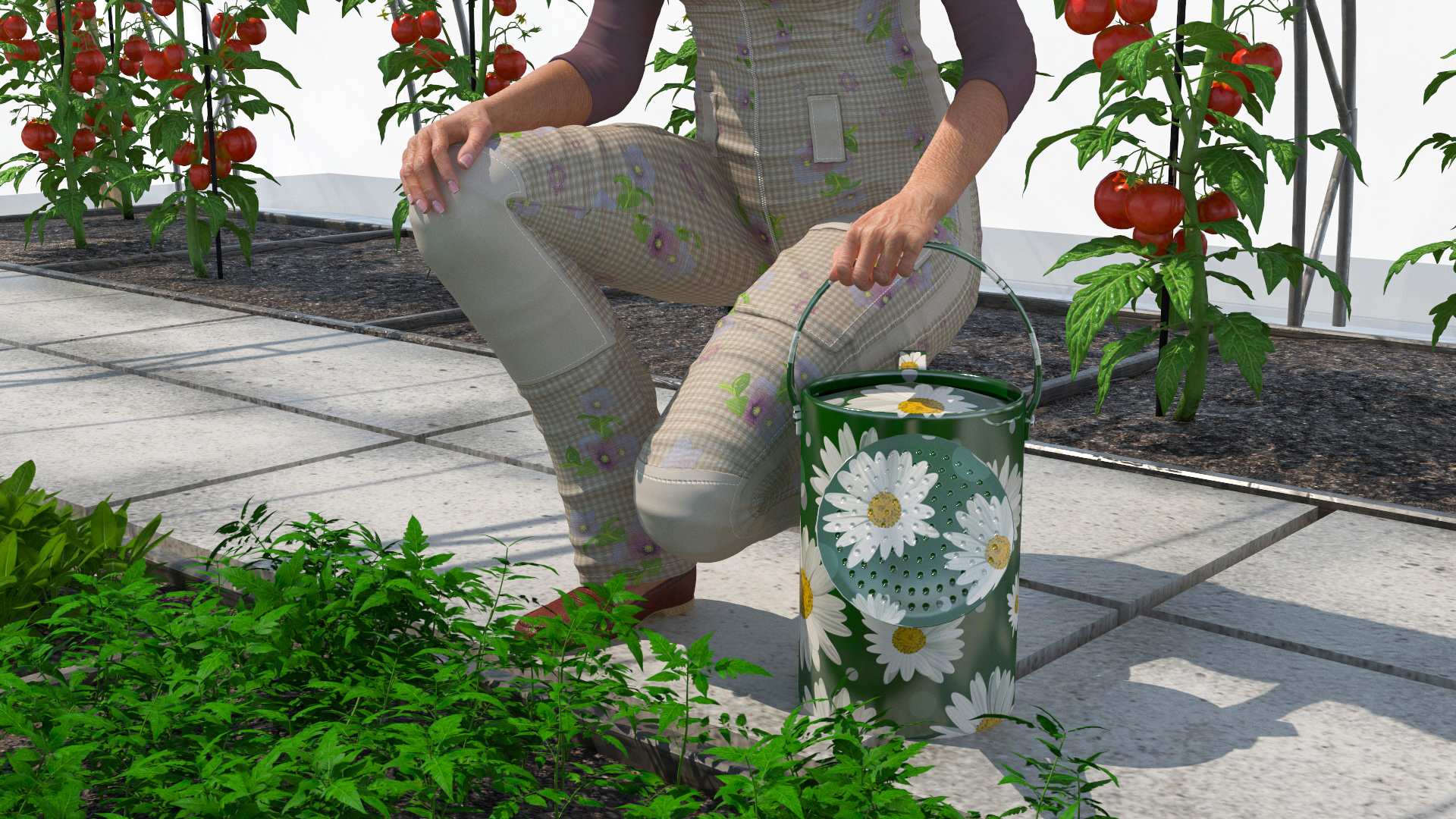 3D model Vegetables Greenhouse Tent with Gardener