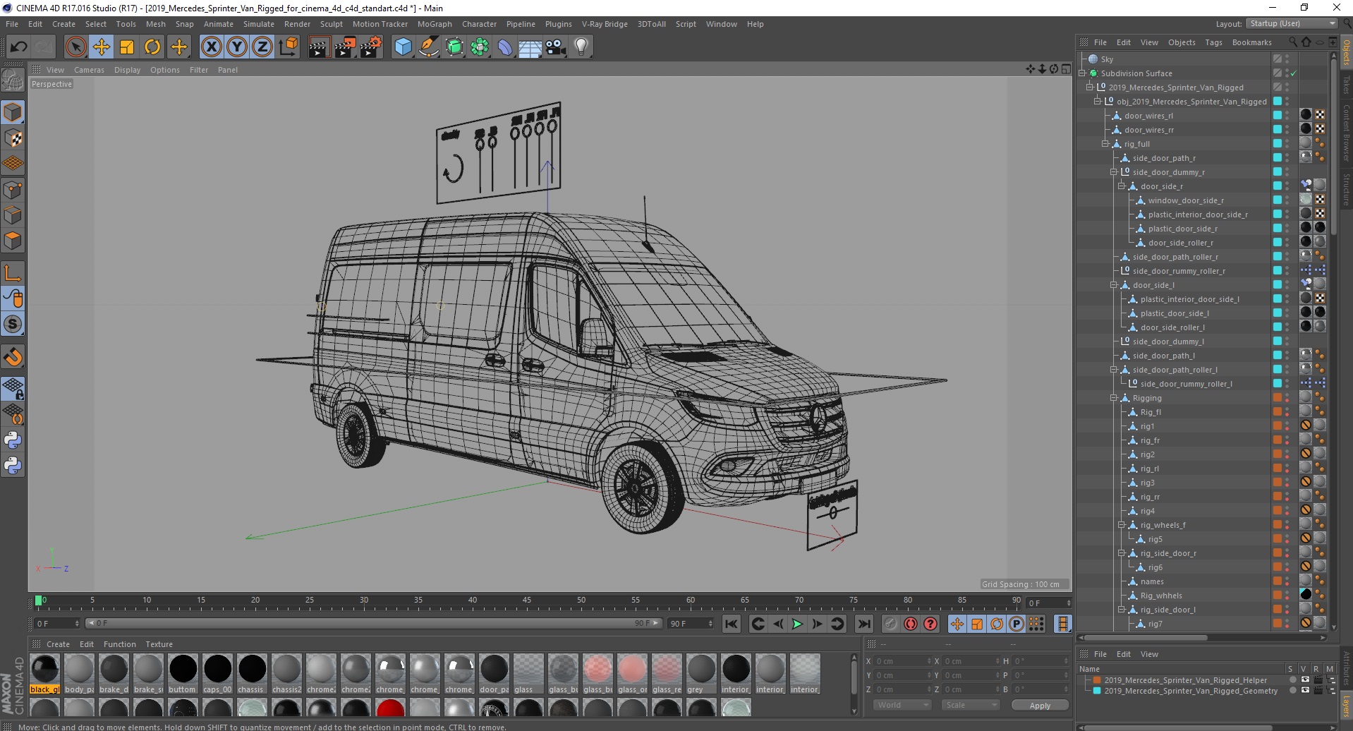 2019 Mercedes Sprinter Van Rigged for Cinema 4D 3D