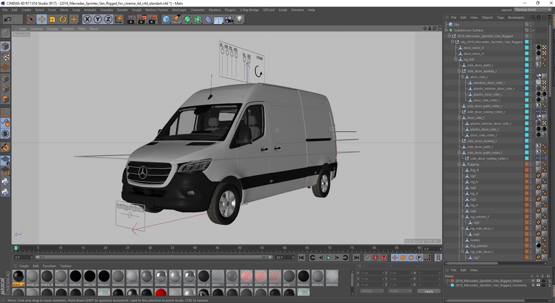 2019 Mercedes Sprinter Van Rigged for Cinema 4D 3D