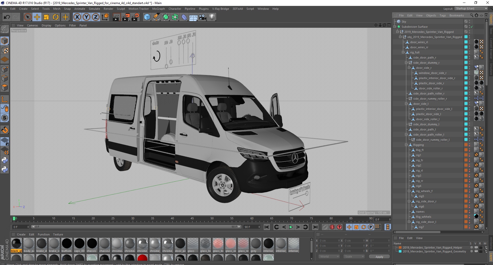 2019 Mercedes Sprinter Van Rigged for Cinema 4D 3D