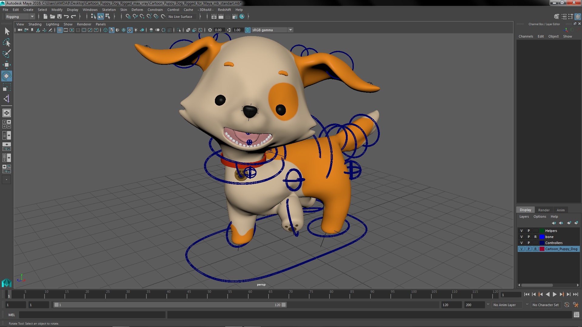 3D Cartoon Puppy Dog Rigged for Maya model
