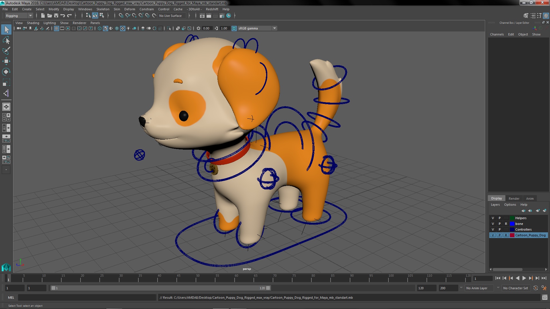 3D Cartoon Puppy Dog Rigged for Maya model