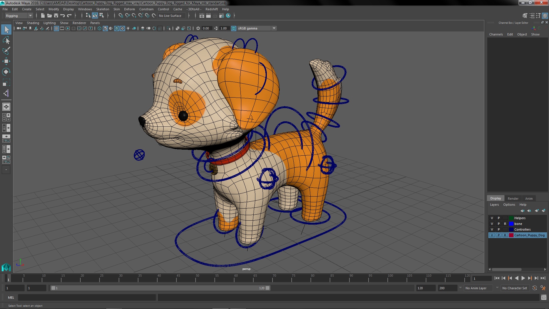 3D Cartoon Puppy Dog Rigged for Maya model