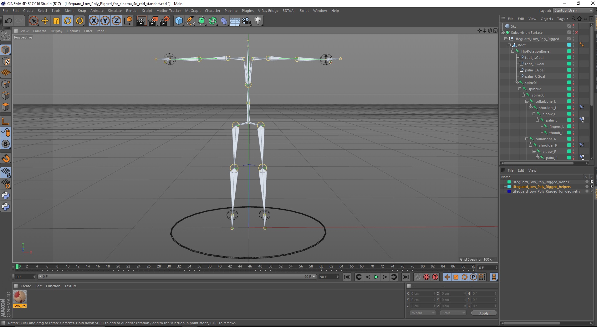 Lifeguard Low Poly Rigged for Cinema 4D 3D model