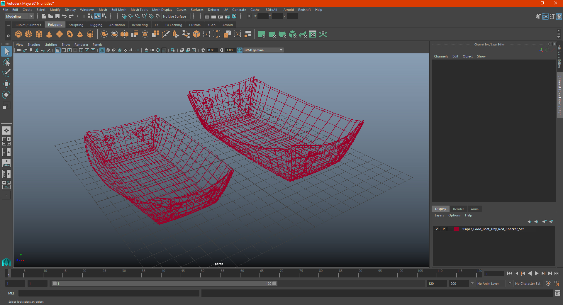 3D Paper Food Boat Tray Red Checker Set