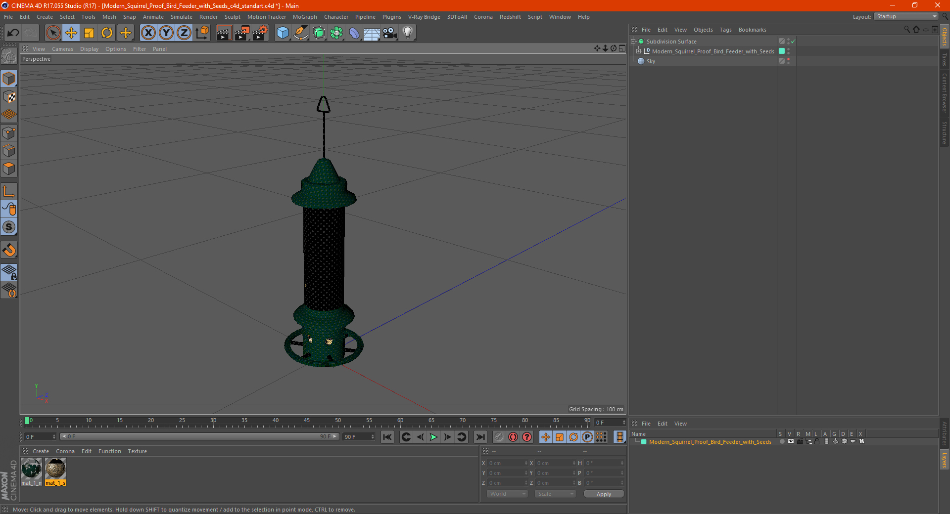 Modern Squirrel Proof Bird Feeder with Seeds 3D model