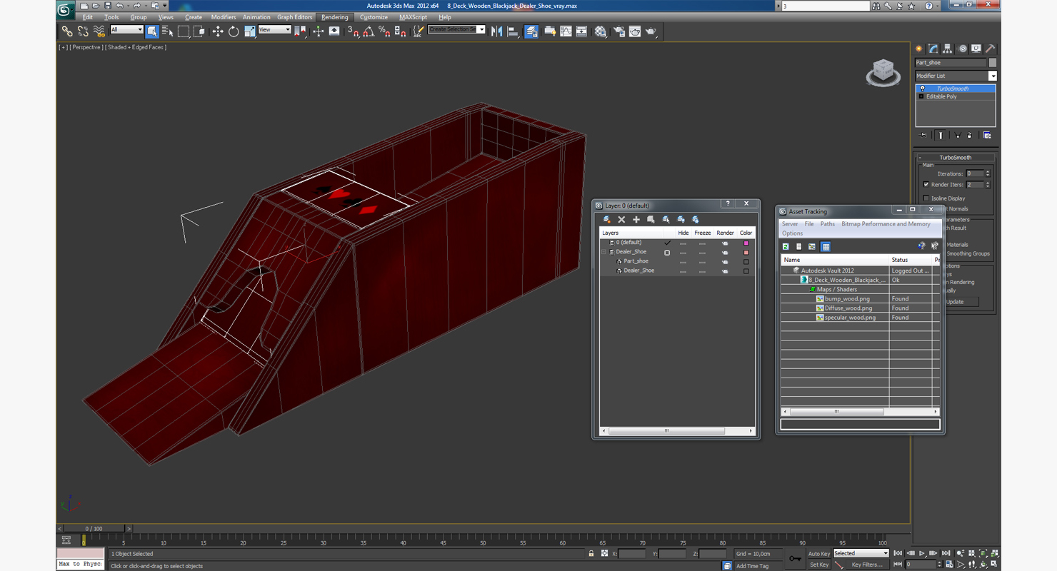 3D model 8 Deck Wooden Blackjack Dealer Shoe