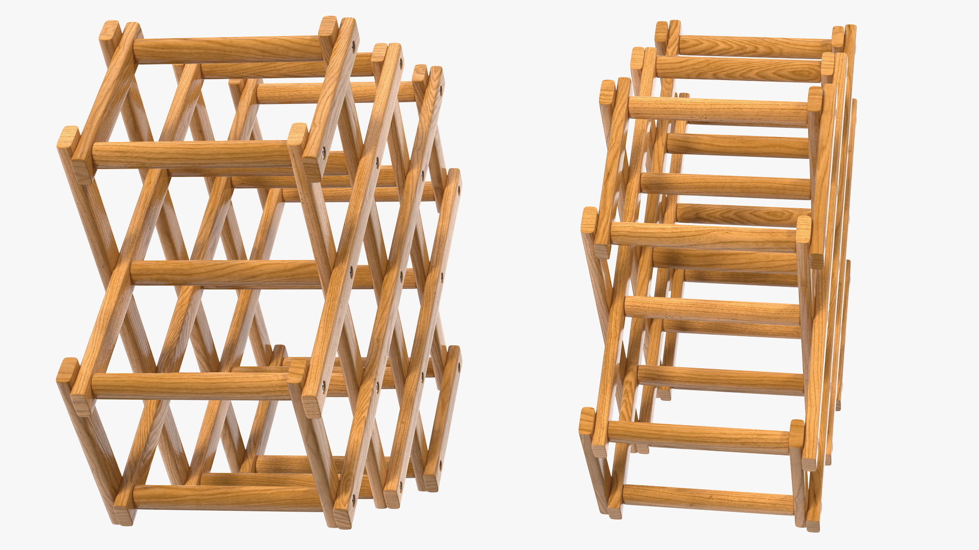 Foldable Wooden Wine Bottle Rack 3D