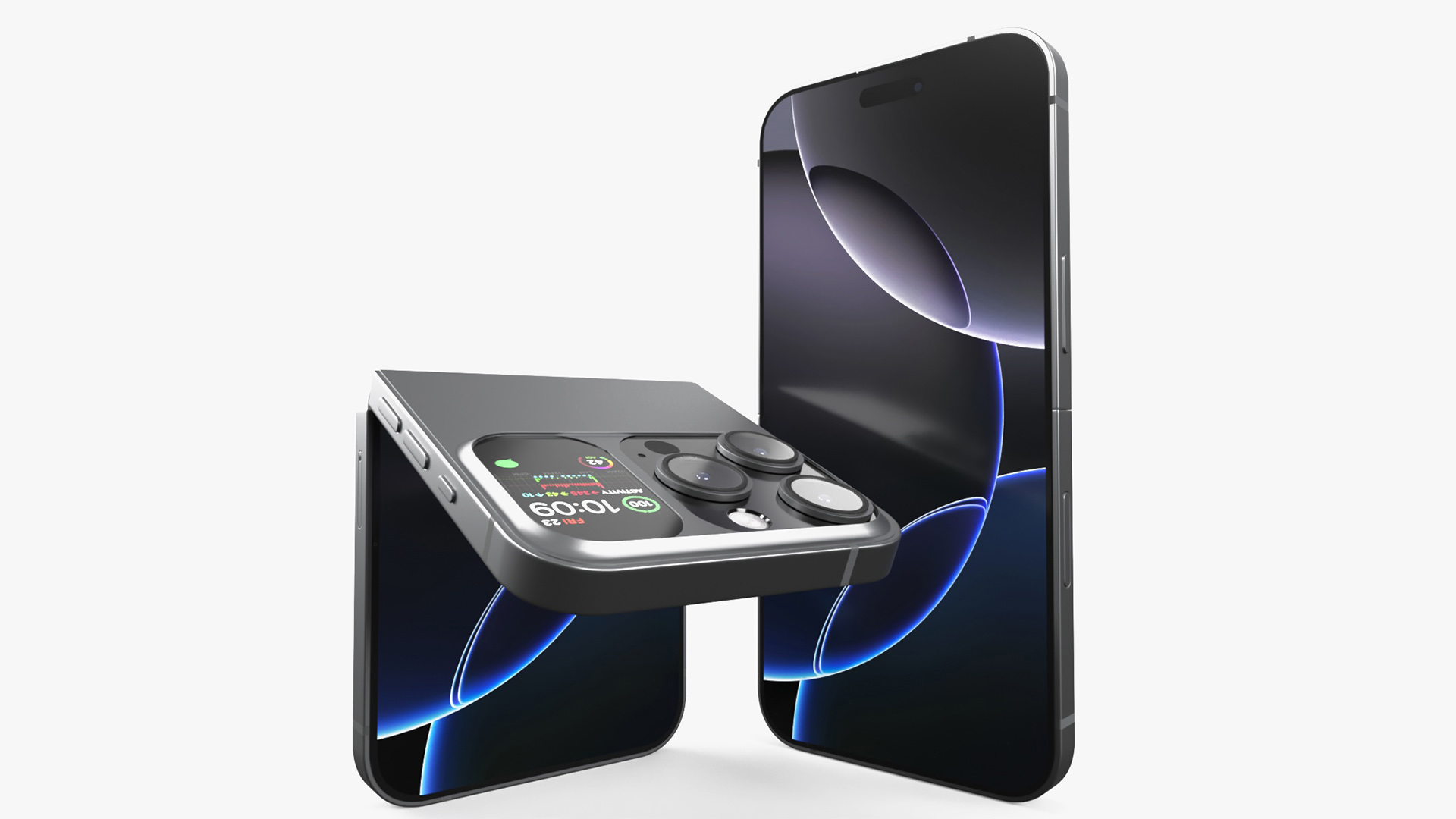 3D Flip Phone Space Gray Rigged model