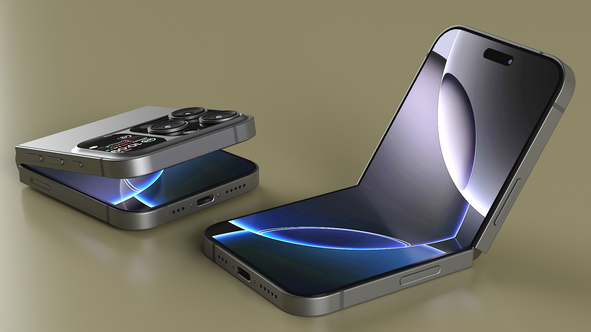 3D Flip Phone Space Gray Rigged model