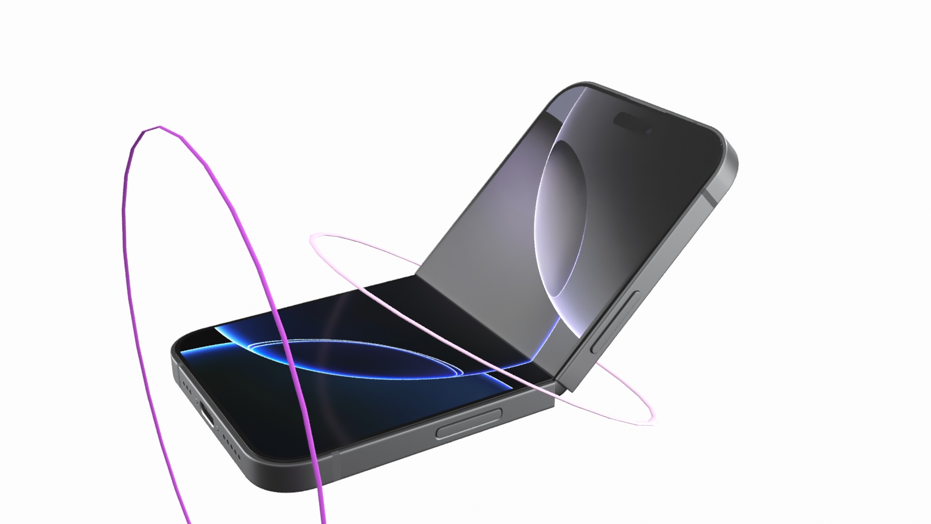 3D Flip Phone Space Gray Rigged model