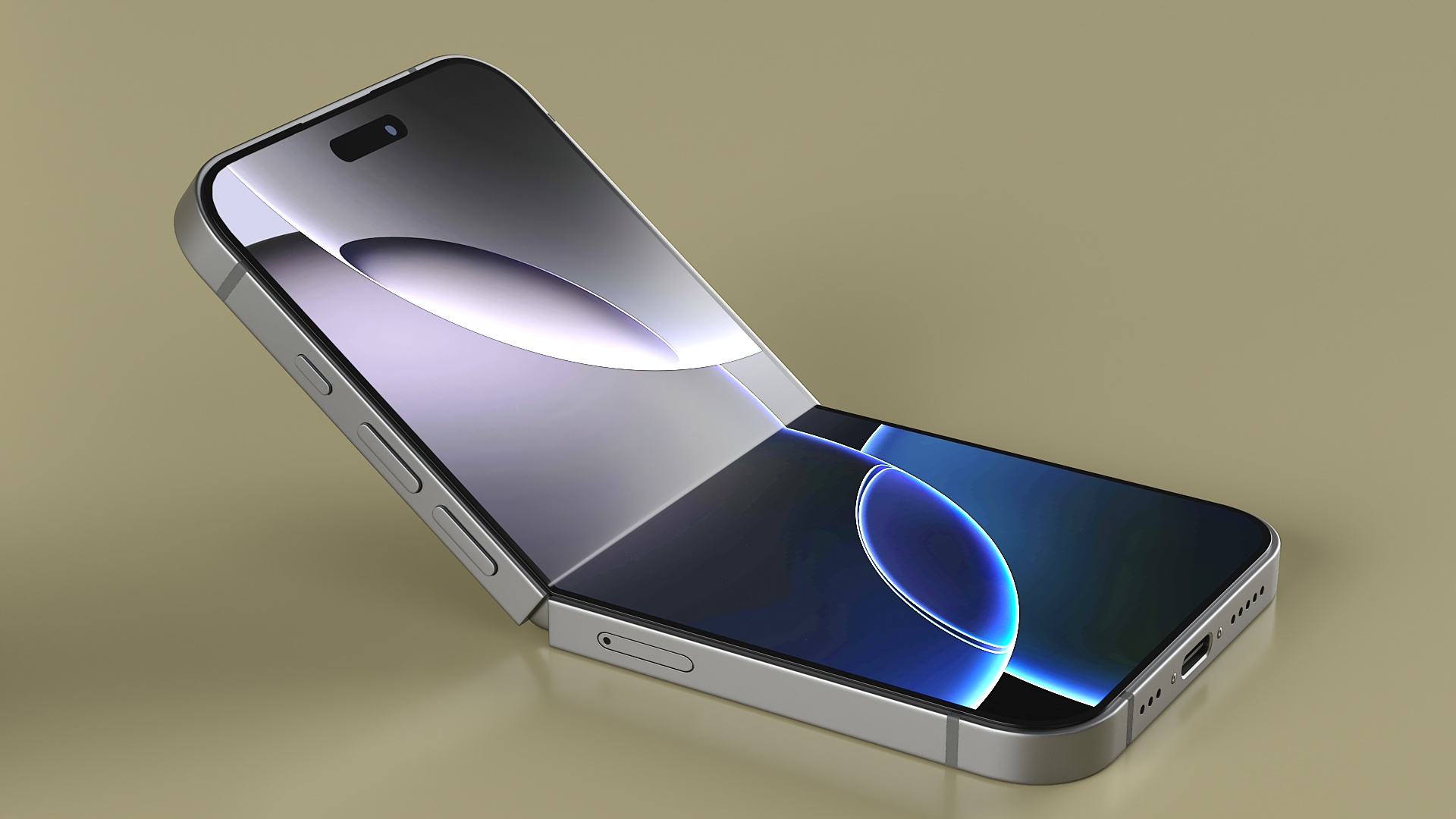 3D Flip Phone Space Gray Rigged model