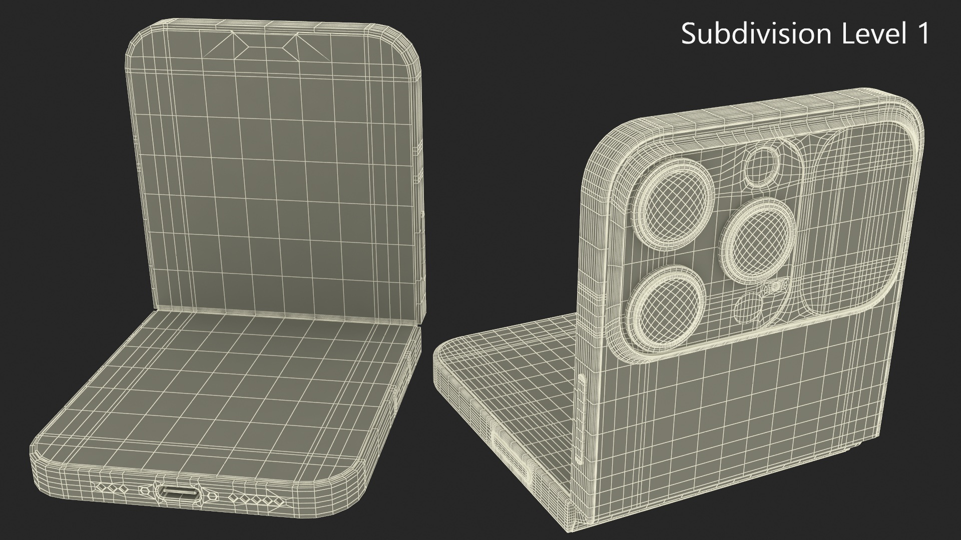 3D Flip Phone Space Gray Rigged model
