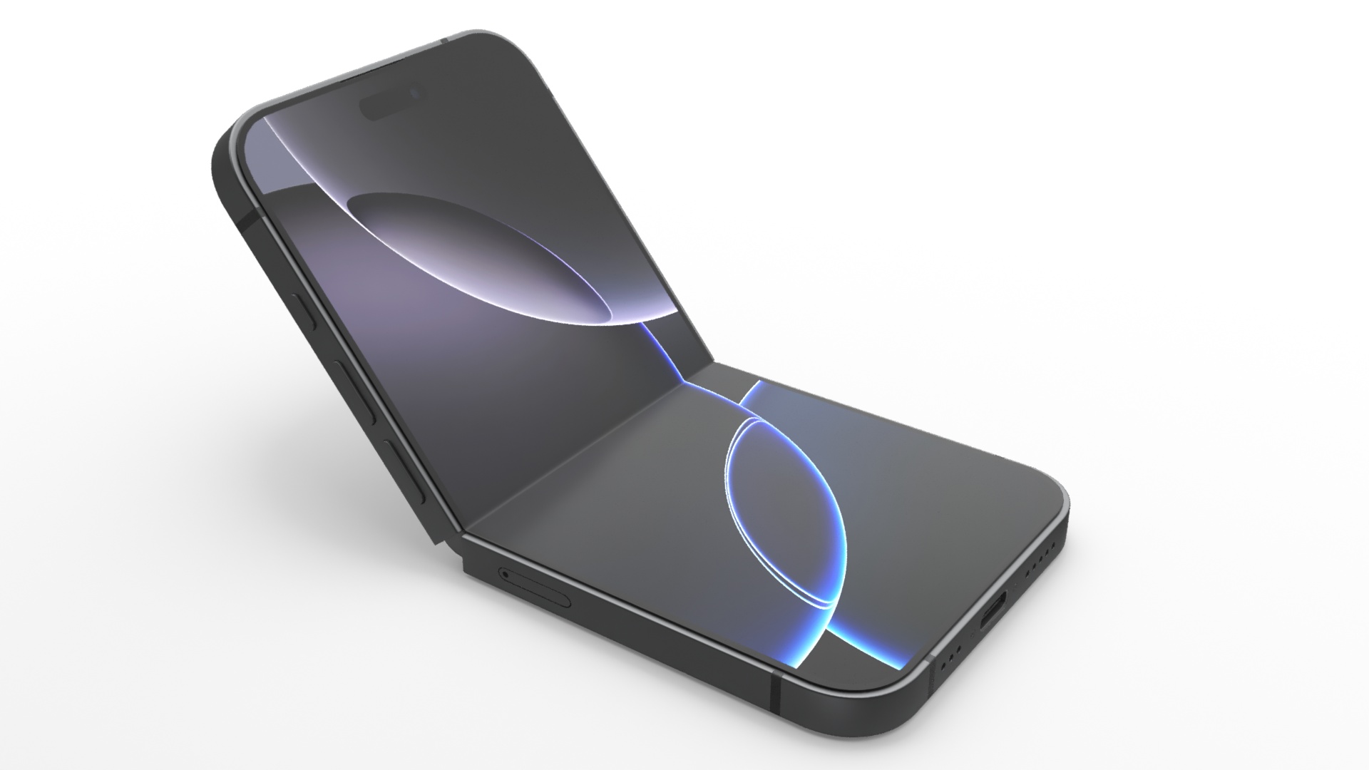 3D Flip Phone Space Gray Rigged model