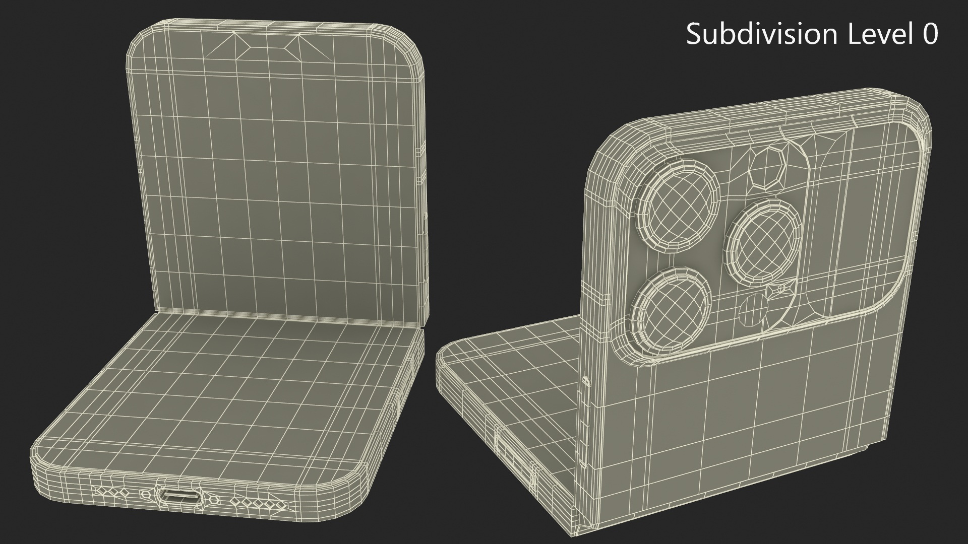 3D Flip Phone Space Gray Rigged model