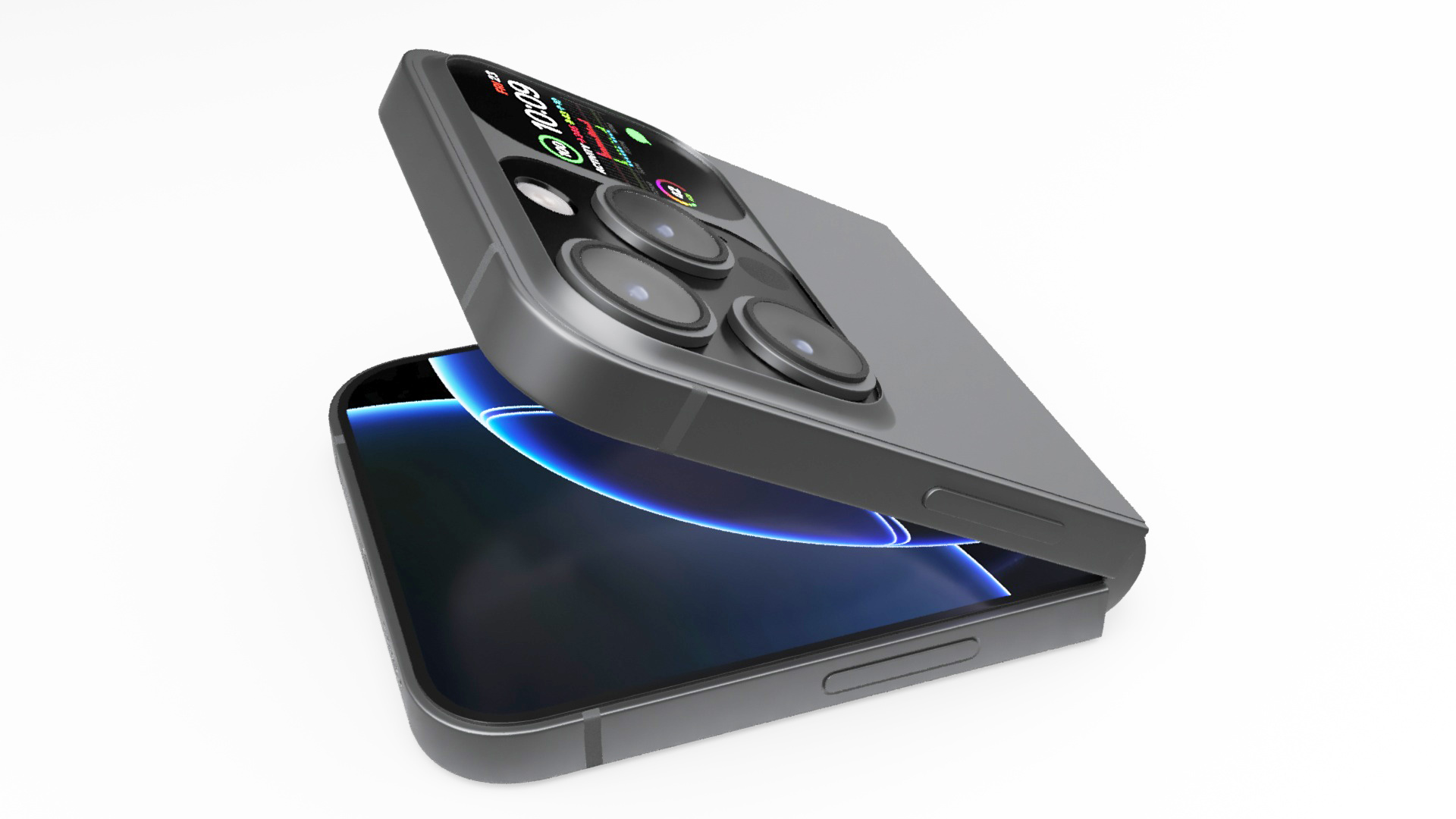 3D Flip Phone Space Gray Rigged model