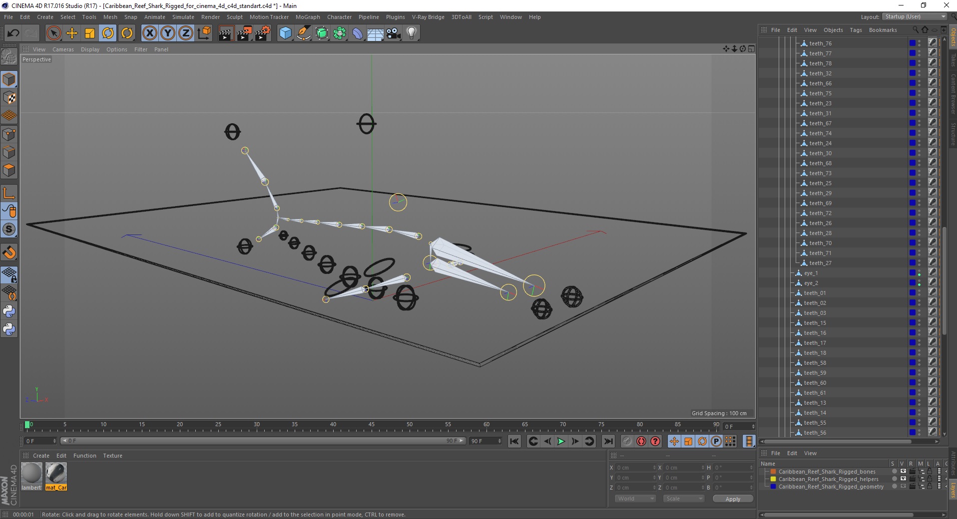 3D Caribbean Reef Shark Rigged for Cinema 4D