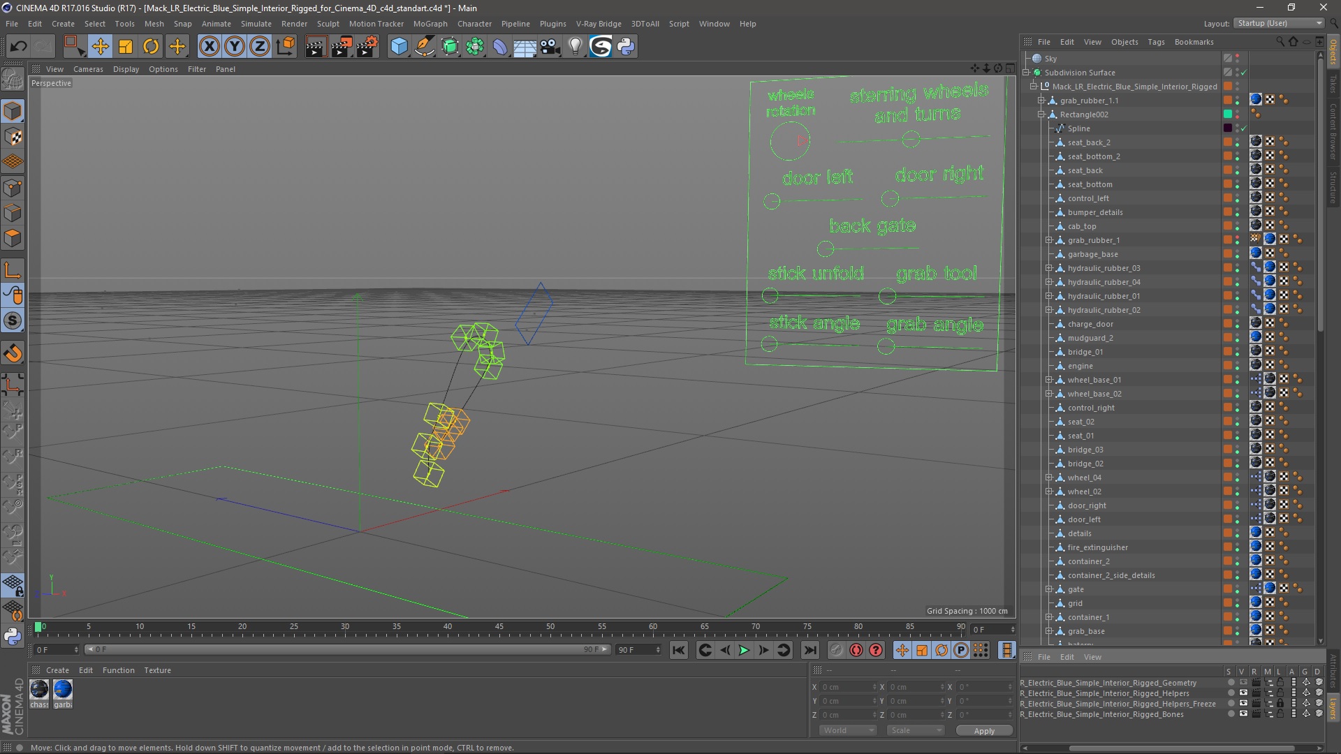 3D Mack LR Electric Blue Simple Interior Rigged for Cinema 4D model