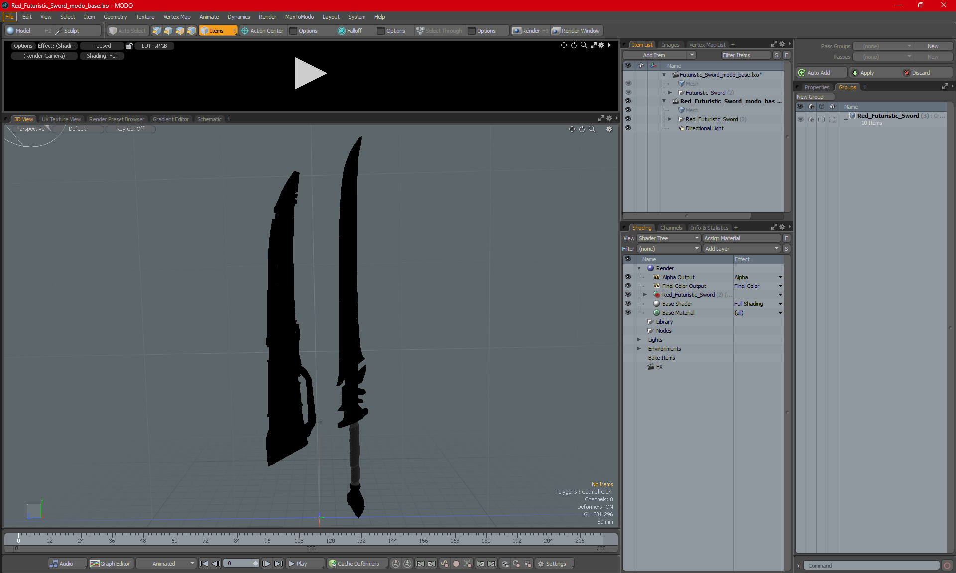 3D model Red Futuristic Sword