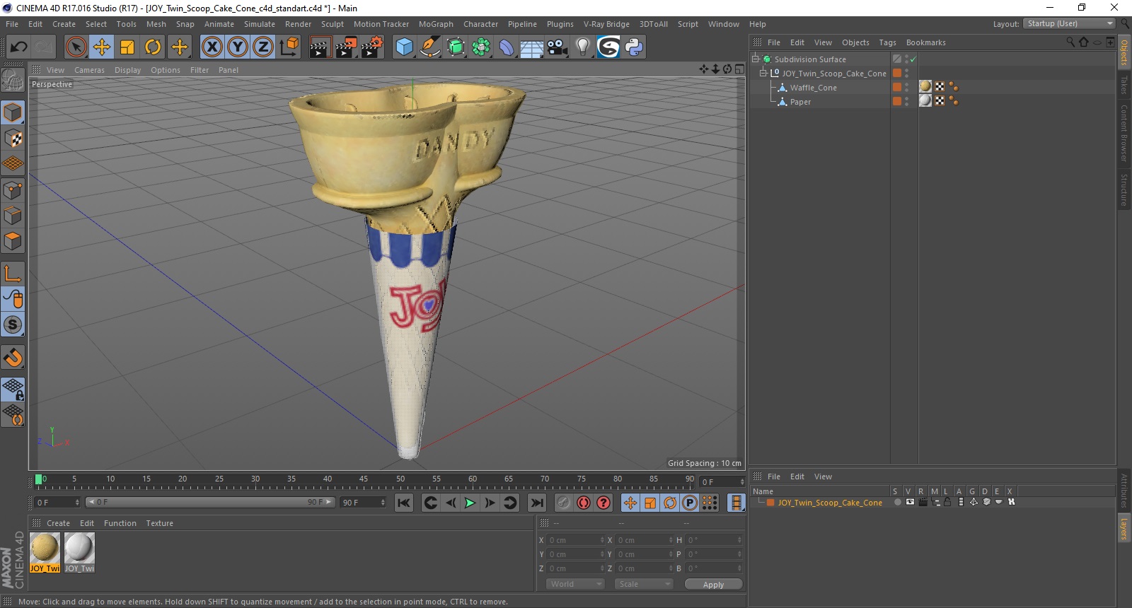 JOY Twin Scoop Cake Cone 3D model