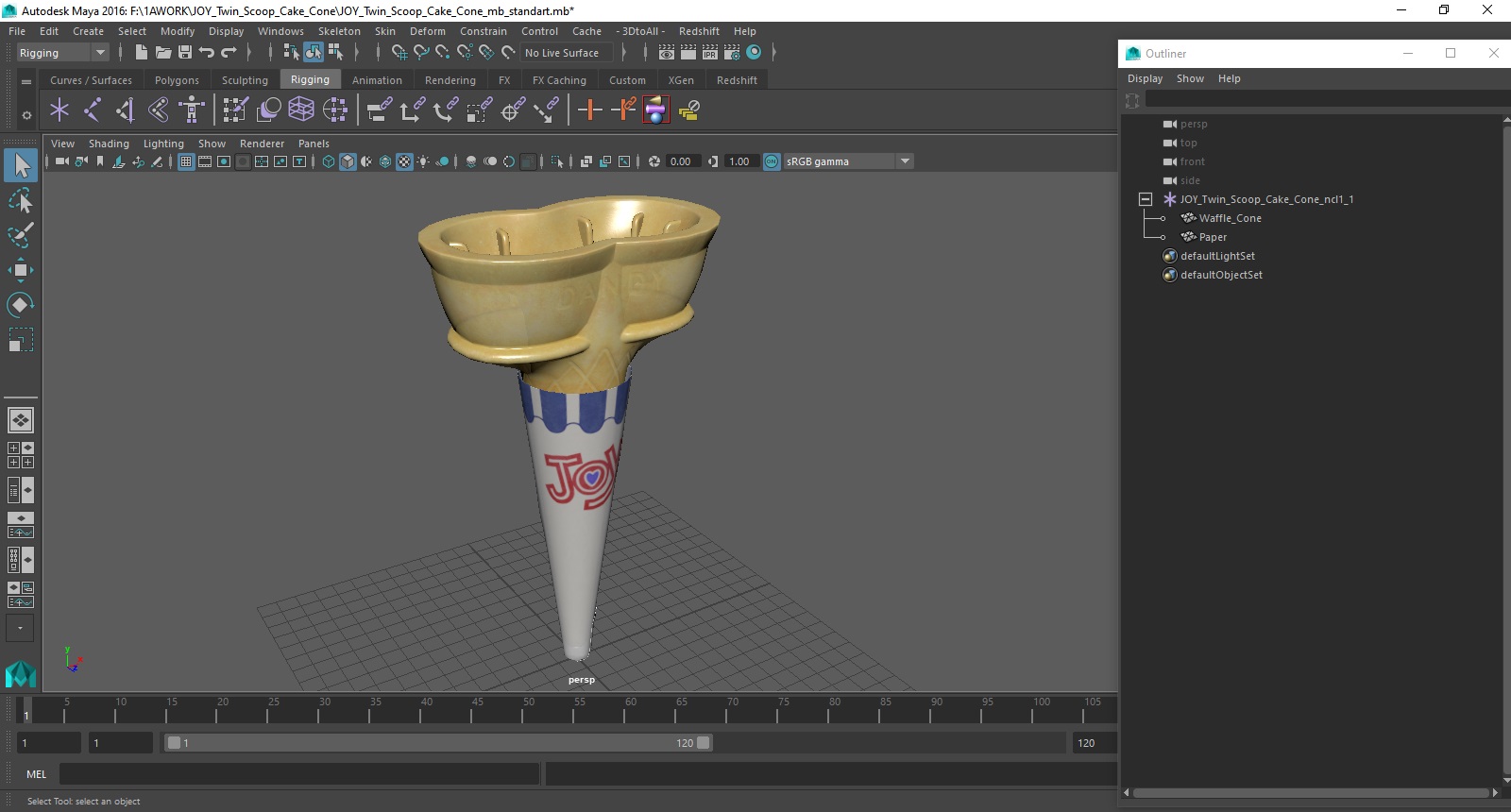 JOY Twin Scoop Cake Cone 3D model