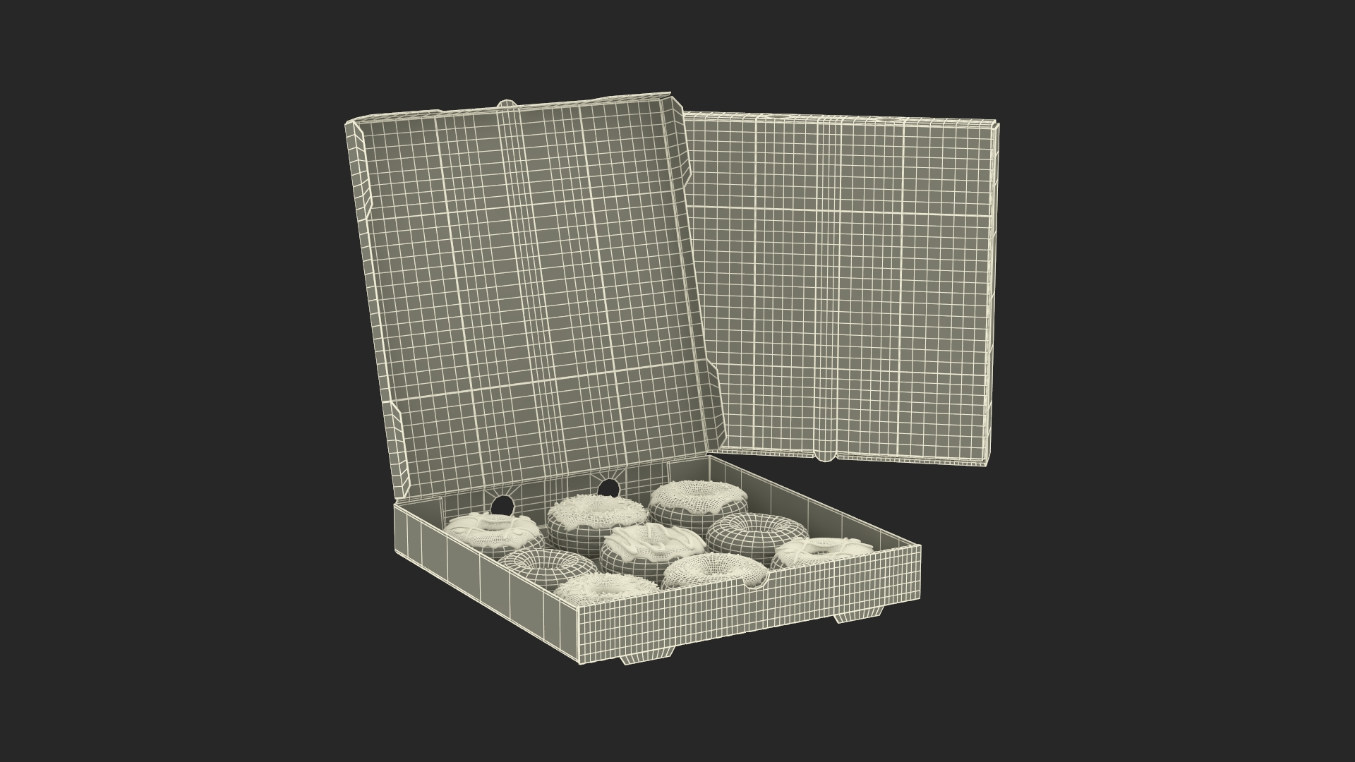 3D model Assorted Donuts in Box with Brand Logo Mockup
