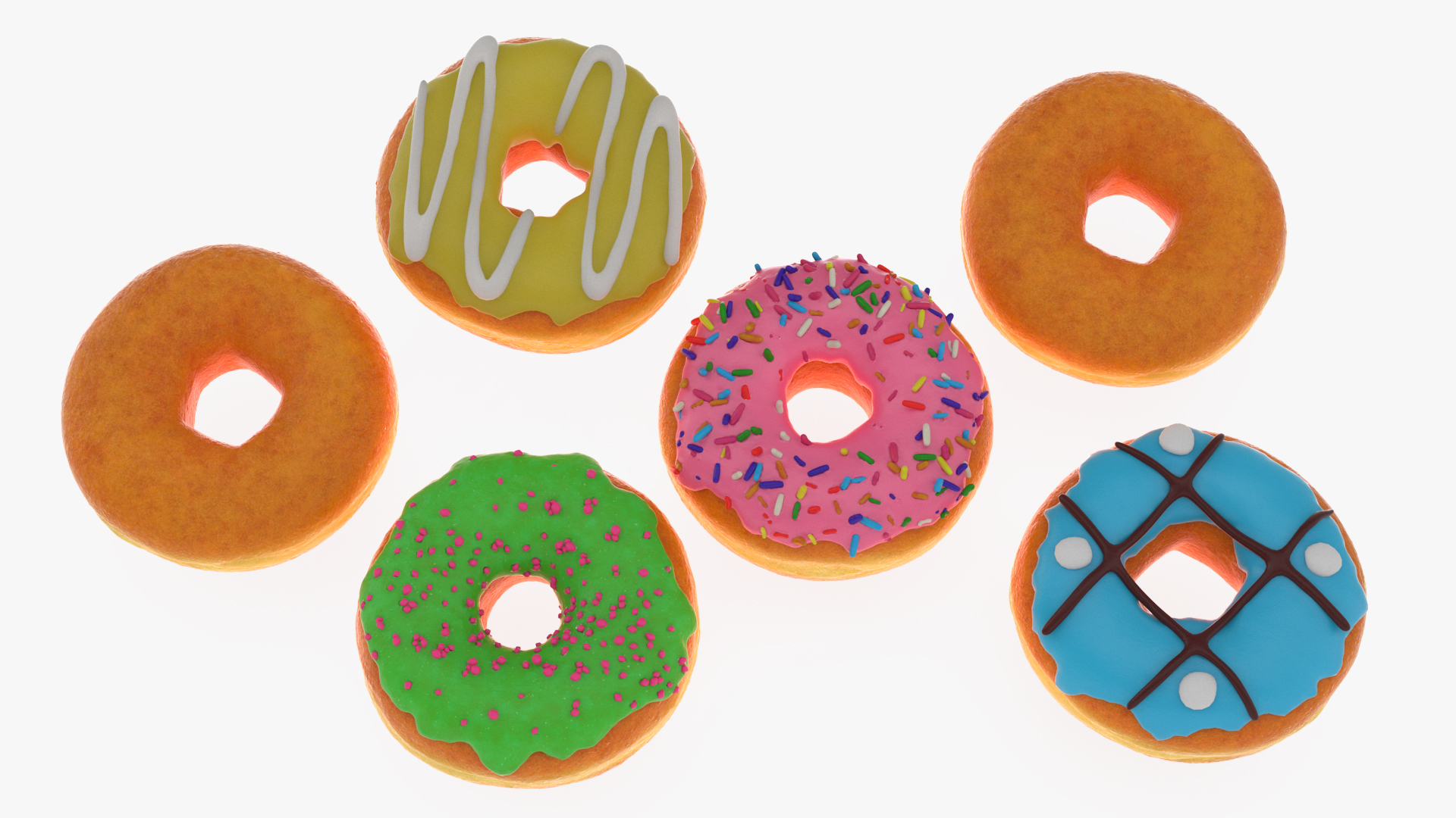 3D model Assorted Donuts in Box with Brand Logo Mockup