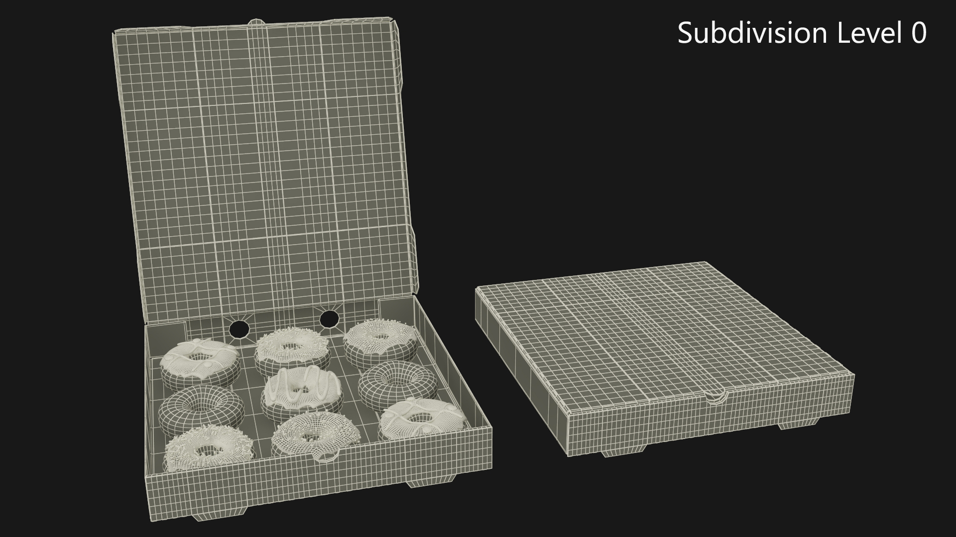3D model Assorted Donuts in Box with Brand Logo Mockup
