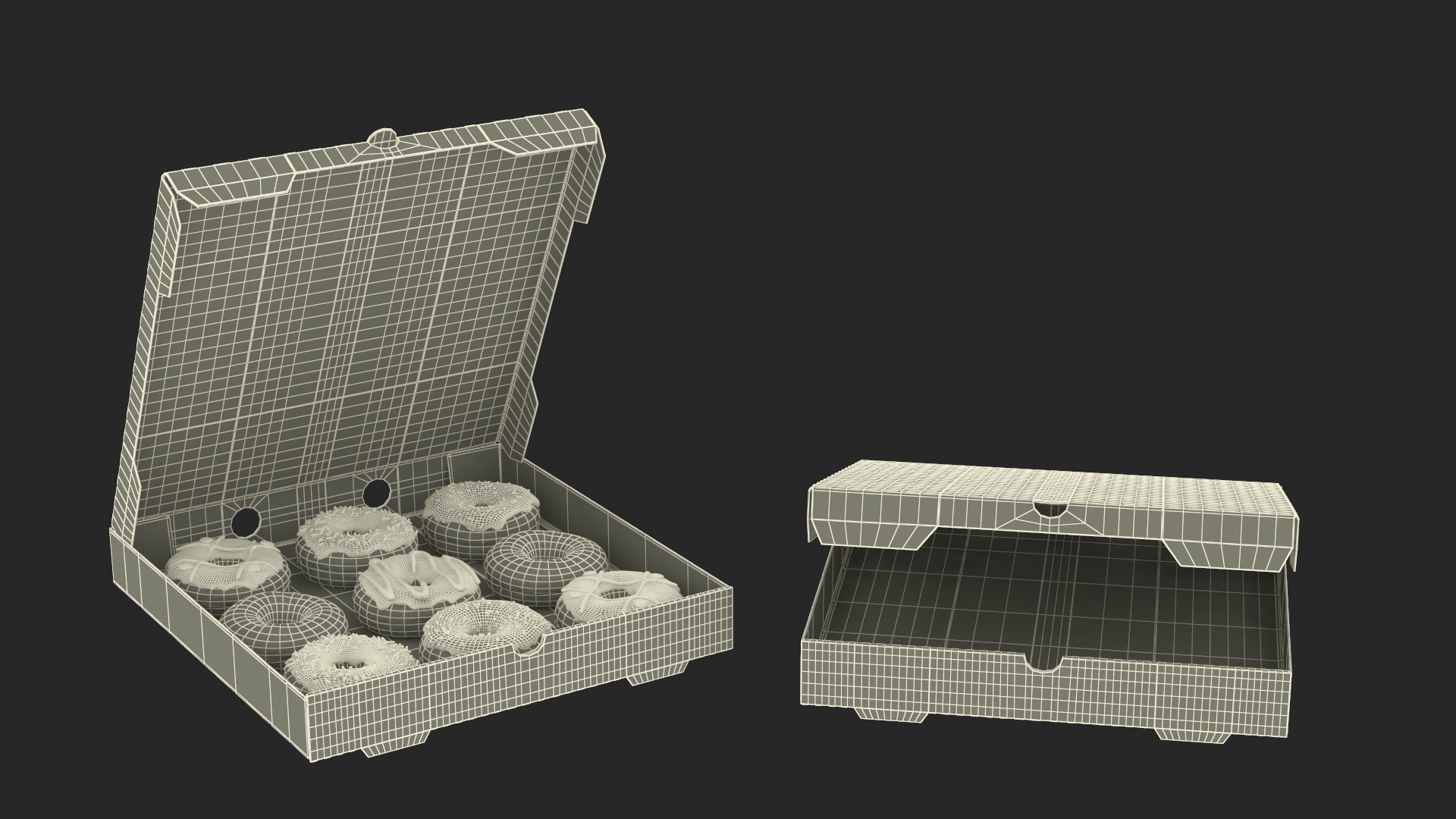 3D model Assorted Donuts in Box with Brand Logo Mockup