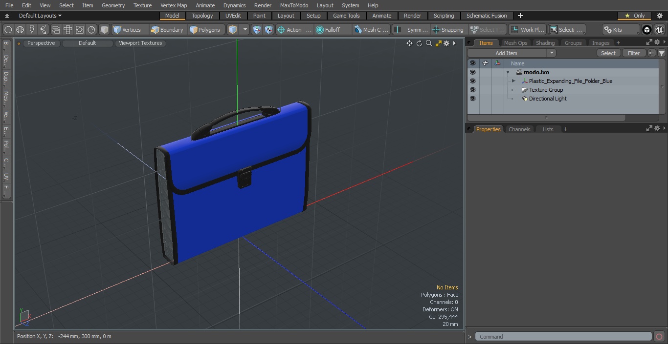 Plastic Expanding File Folder Blue 3D model