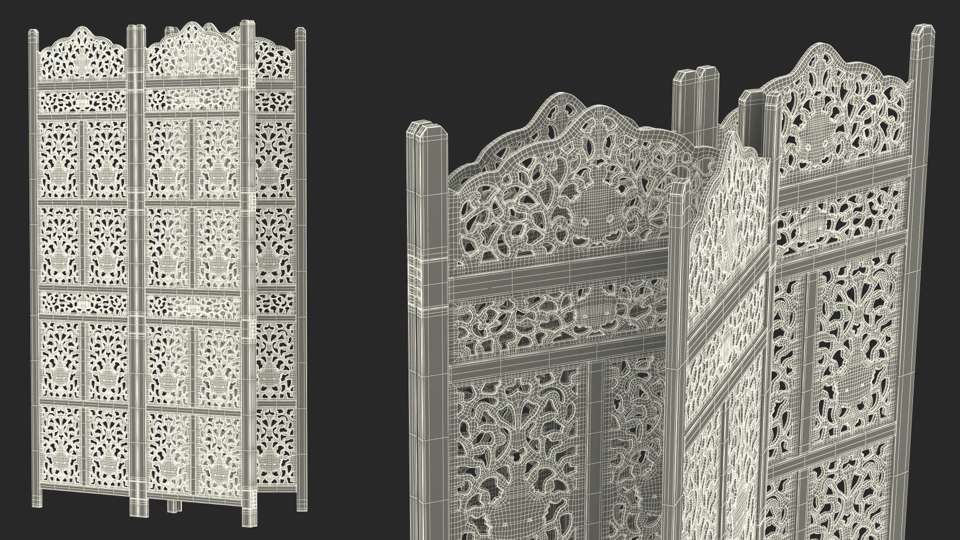 3D model Freestanding Folding Room Screen Divider