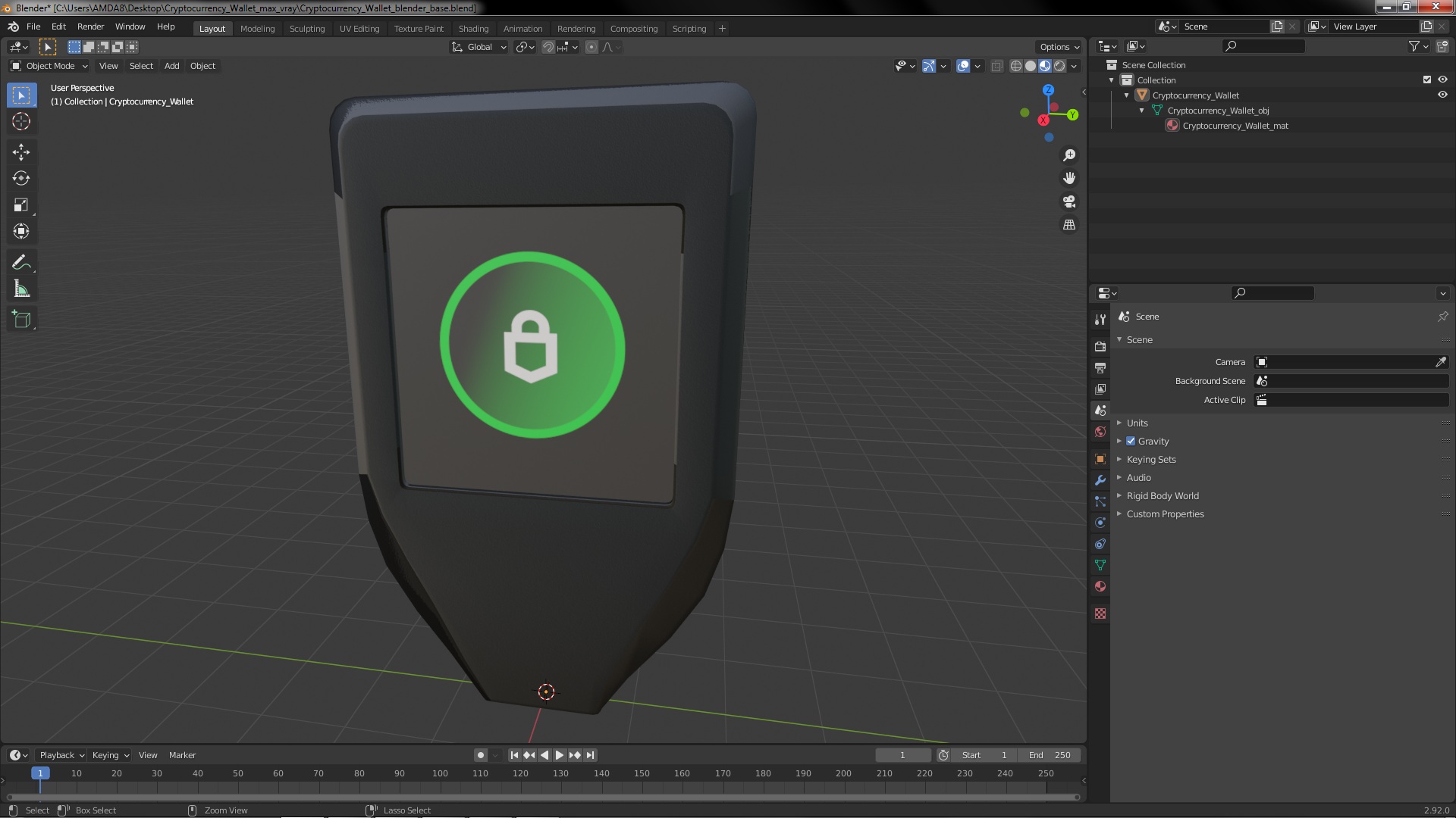 3D Cryptocurrency Wallet