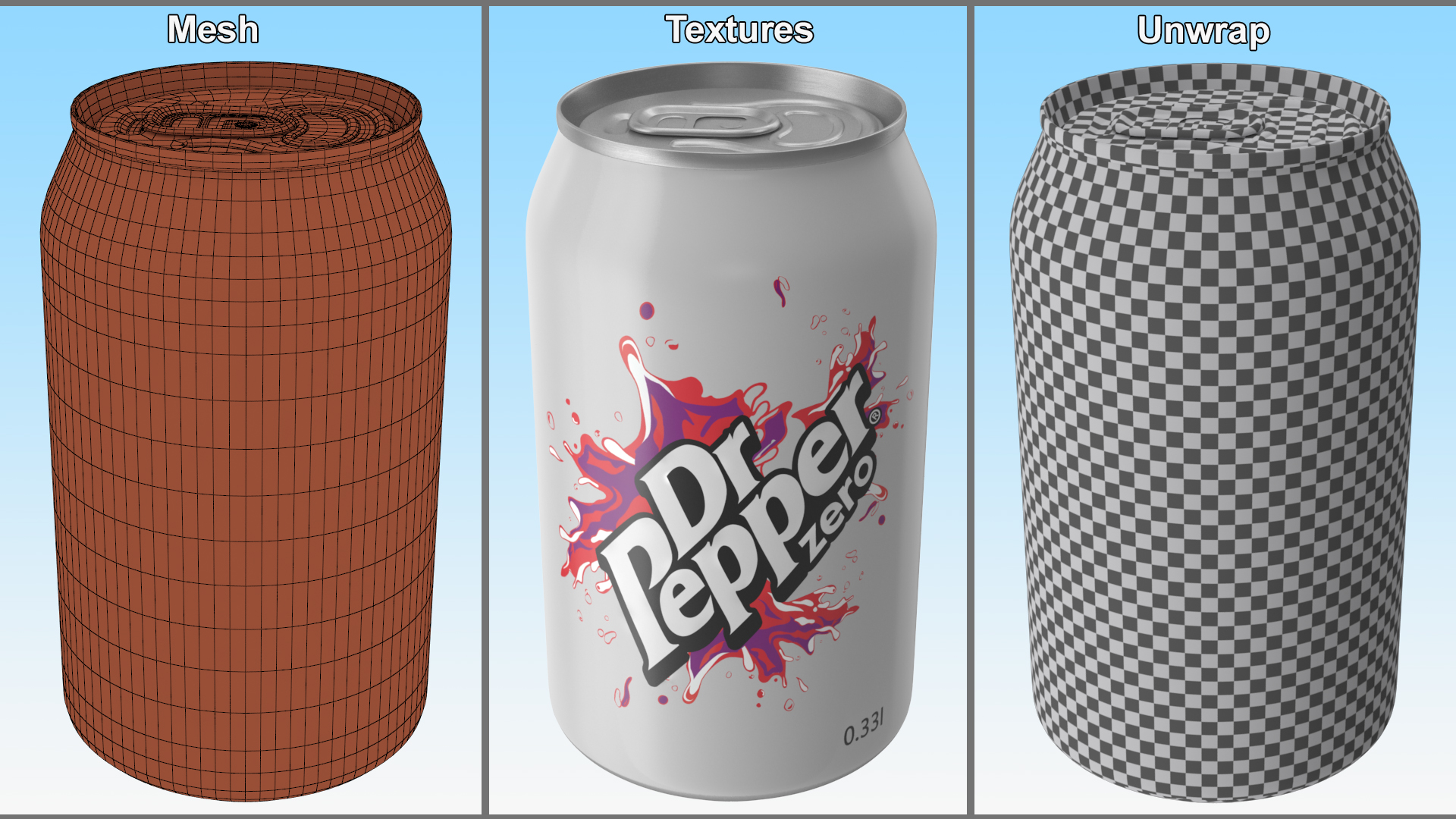3D Dr Pepper Zero Soda Can model