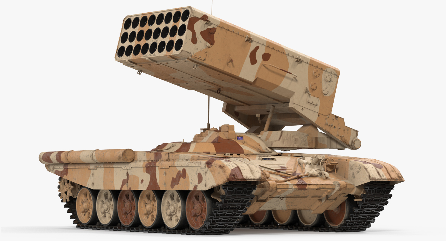 Heavy Fire Throwing TOS 1A System Desert Rigged 3D