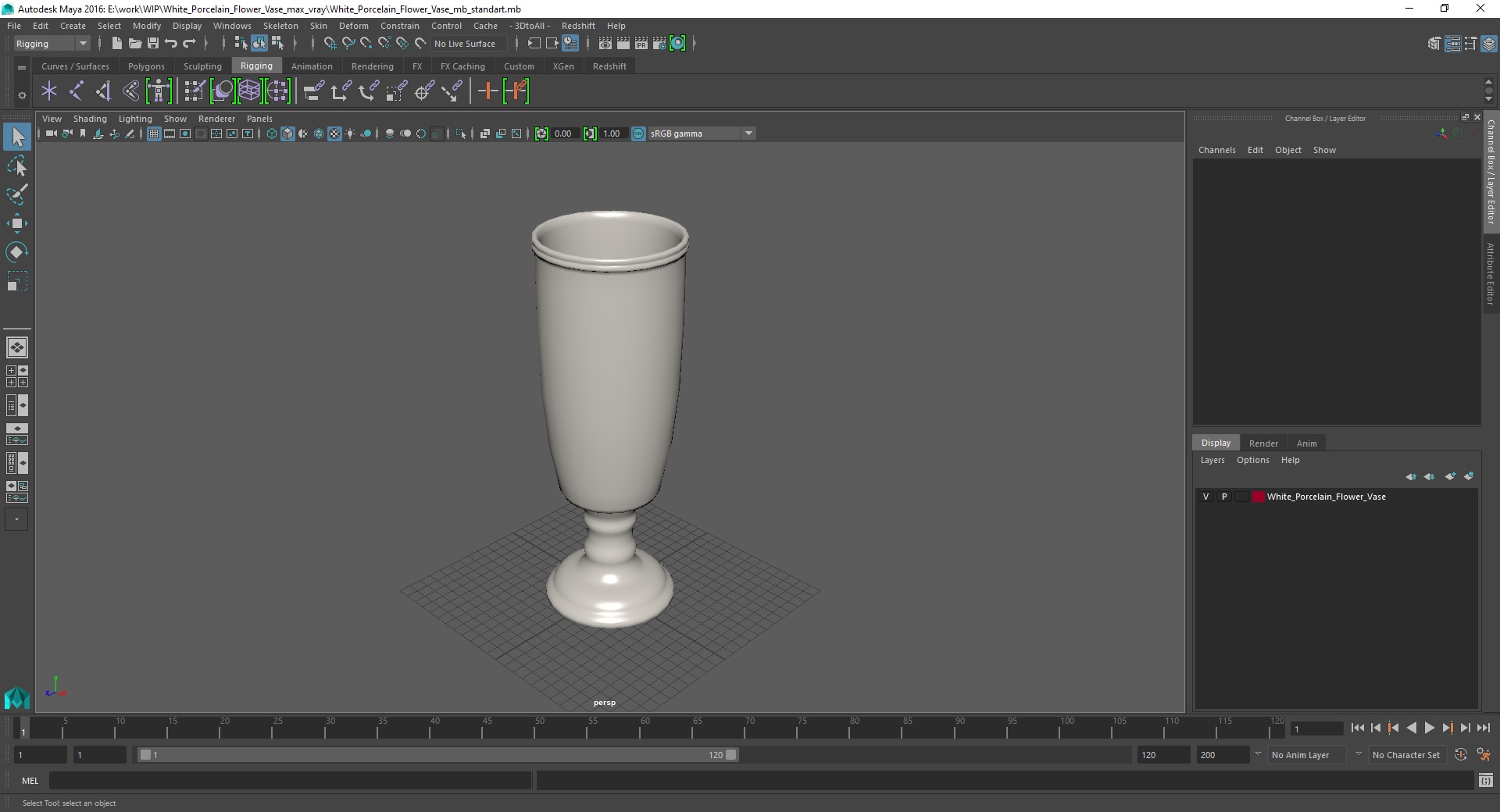 White Porcelain Flower Vase 3D