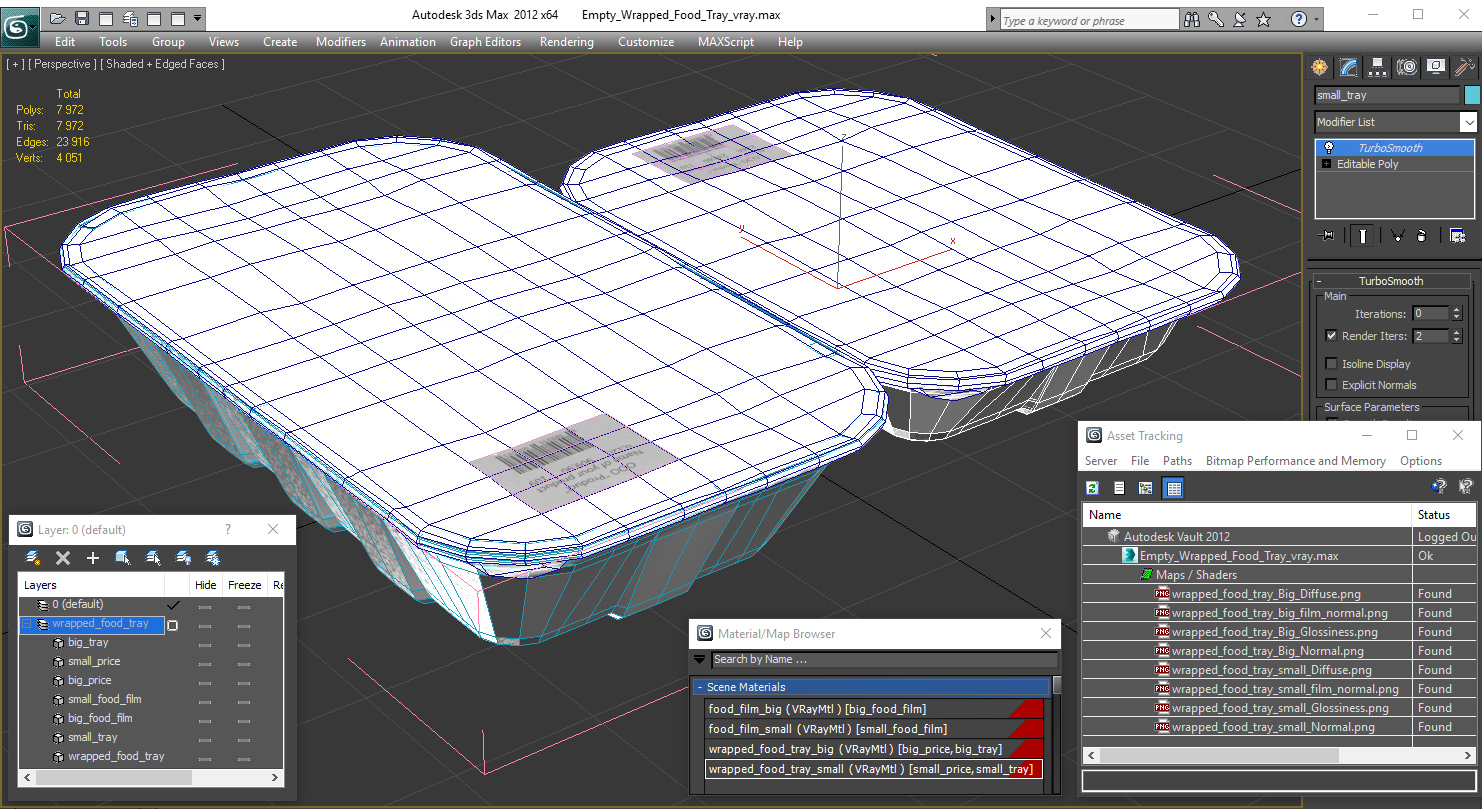 3D Empty Wrapped Food Tray model