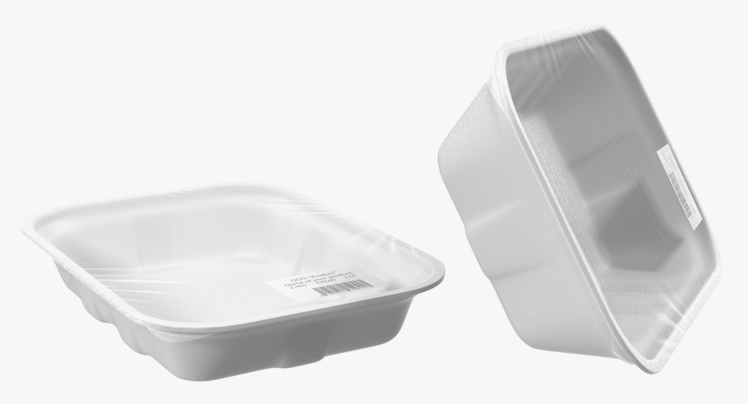 3D Empty Wrapped Food Tray model