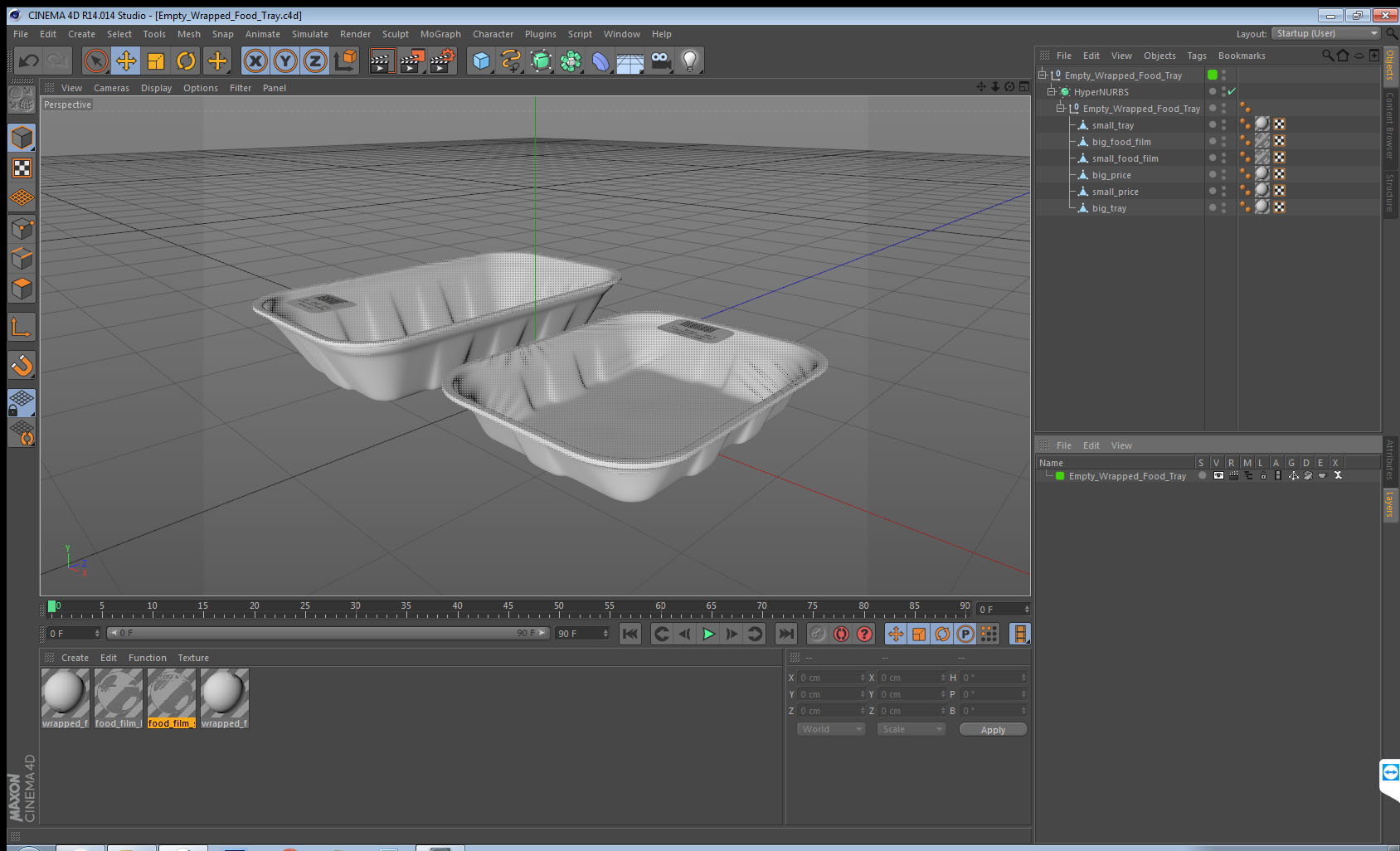 3D Empty Wrapped Food Tray model