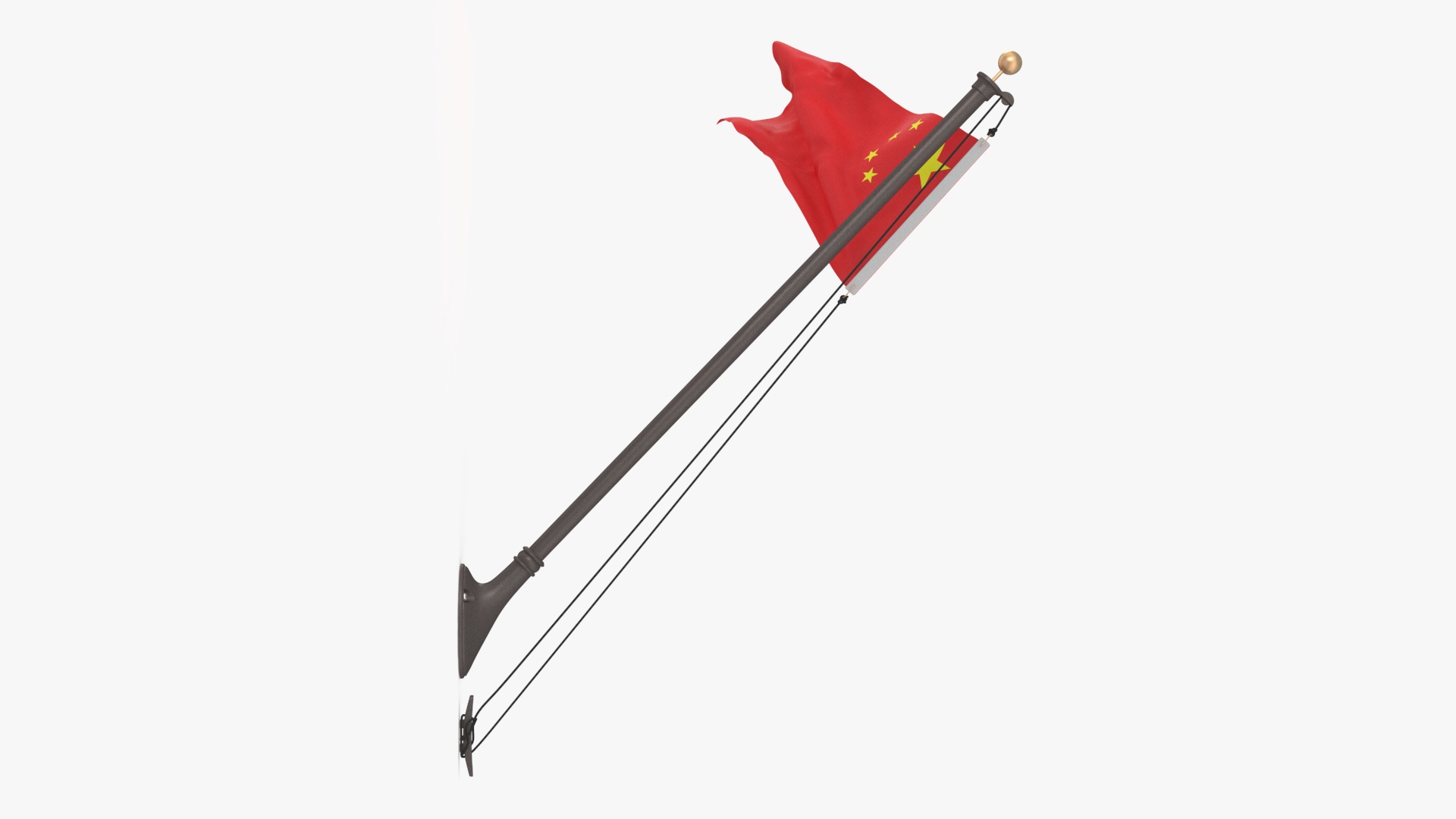 3D model Waving China Flag on Wall Pole