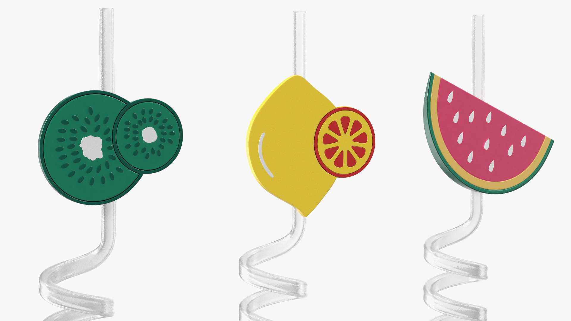 Transparent Plastic Straws with Fruit Tags 3D