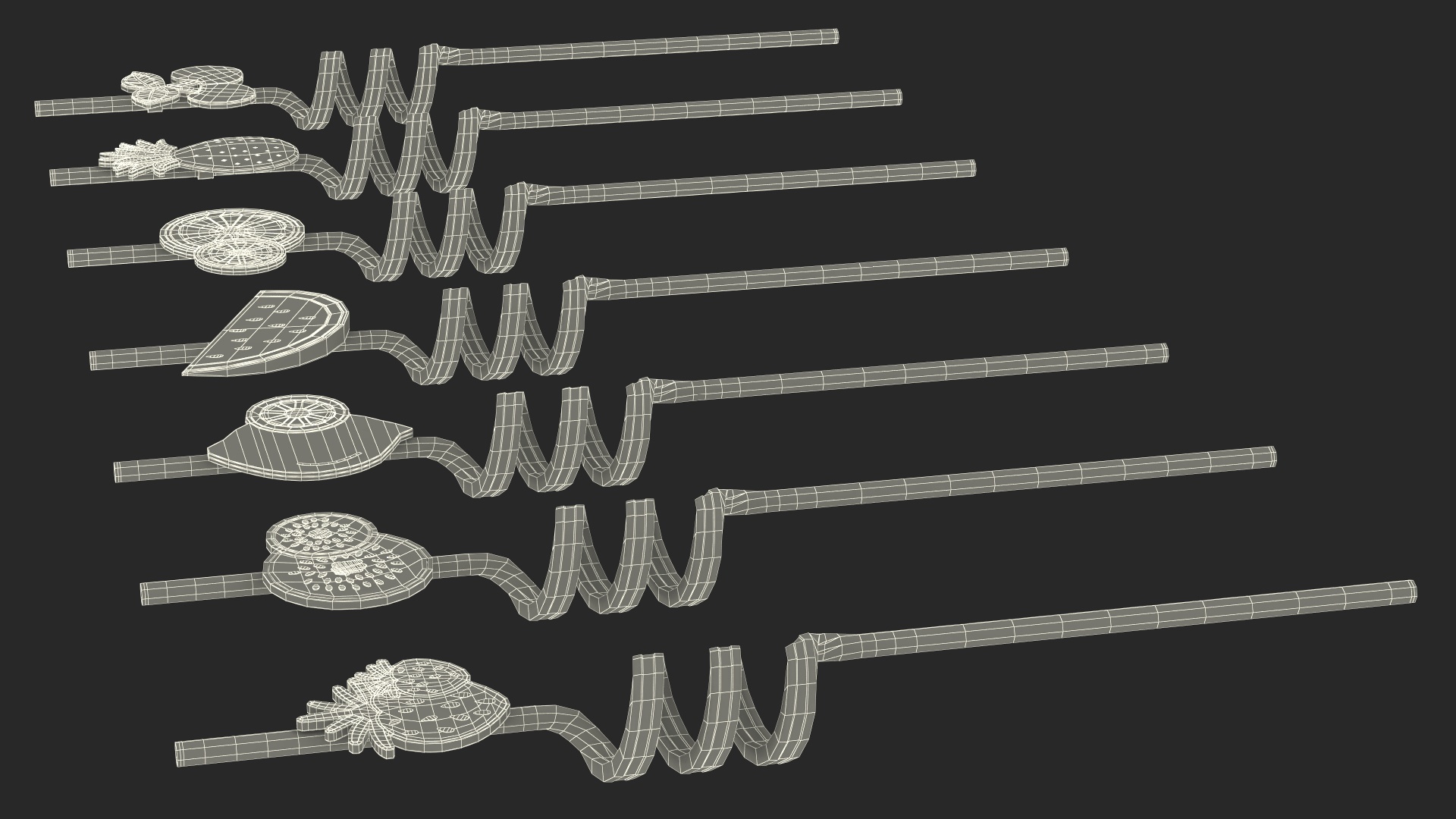 Transparent Plastic Straws with Fruit Tags 3D