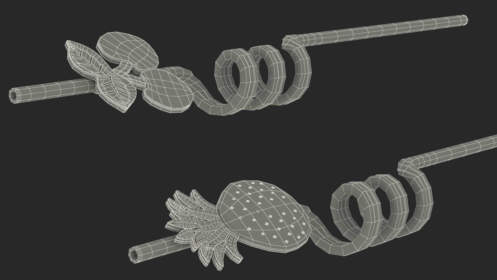 Transparent Plastic Straws with Fruit Tags 3D
