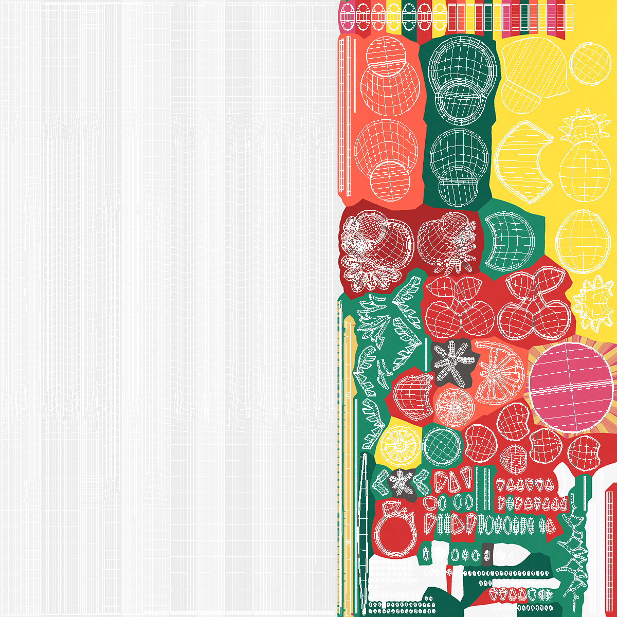 Transparent Plastic Straws with Fruit Tags 3D