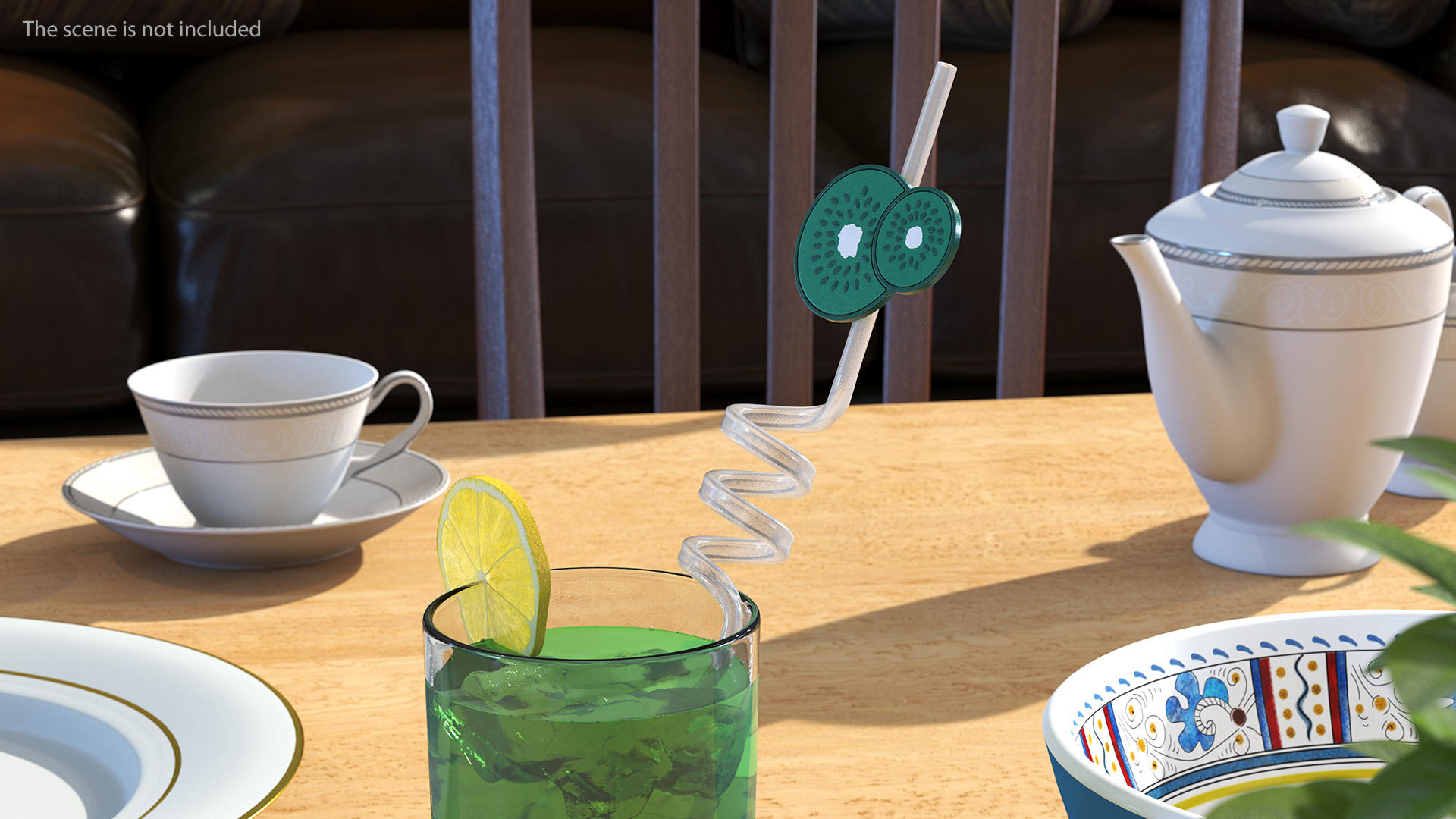 Transparent Plastic Straws with Fruit Tags 3D