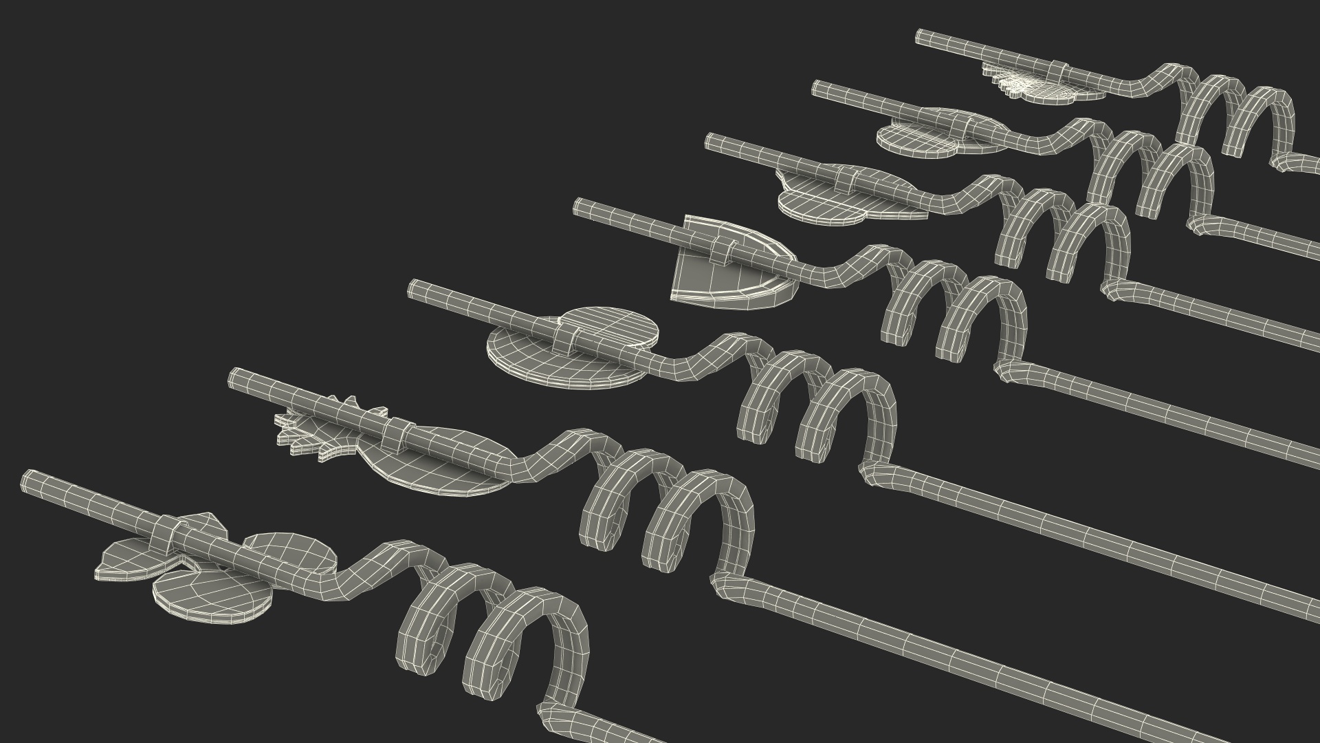 Transparent Plastic Straws with Fruit Tags 3D