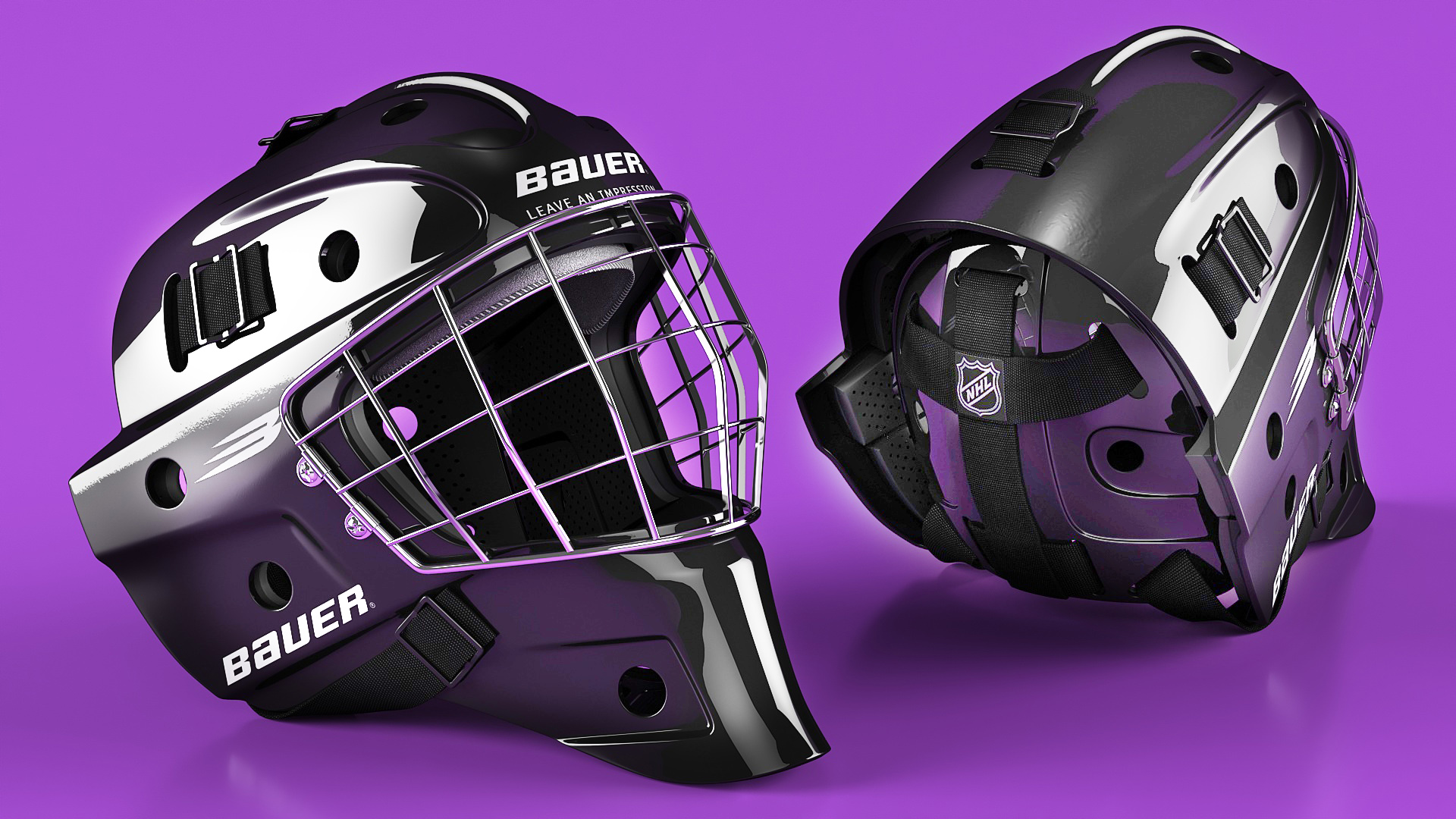 3D model Bauer Ice Hockey Goalie Helmet with Cage