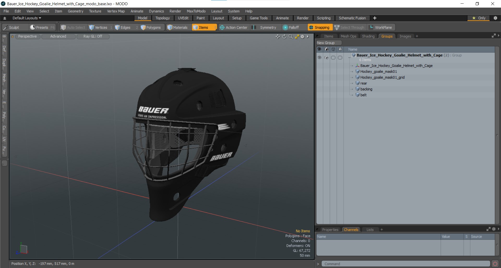3D model Bauer Ice Hockey Goalie Helmet with Cage